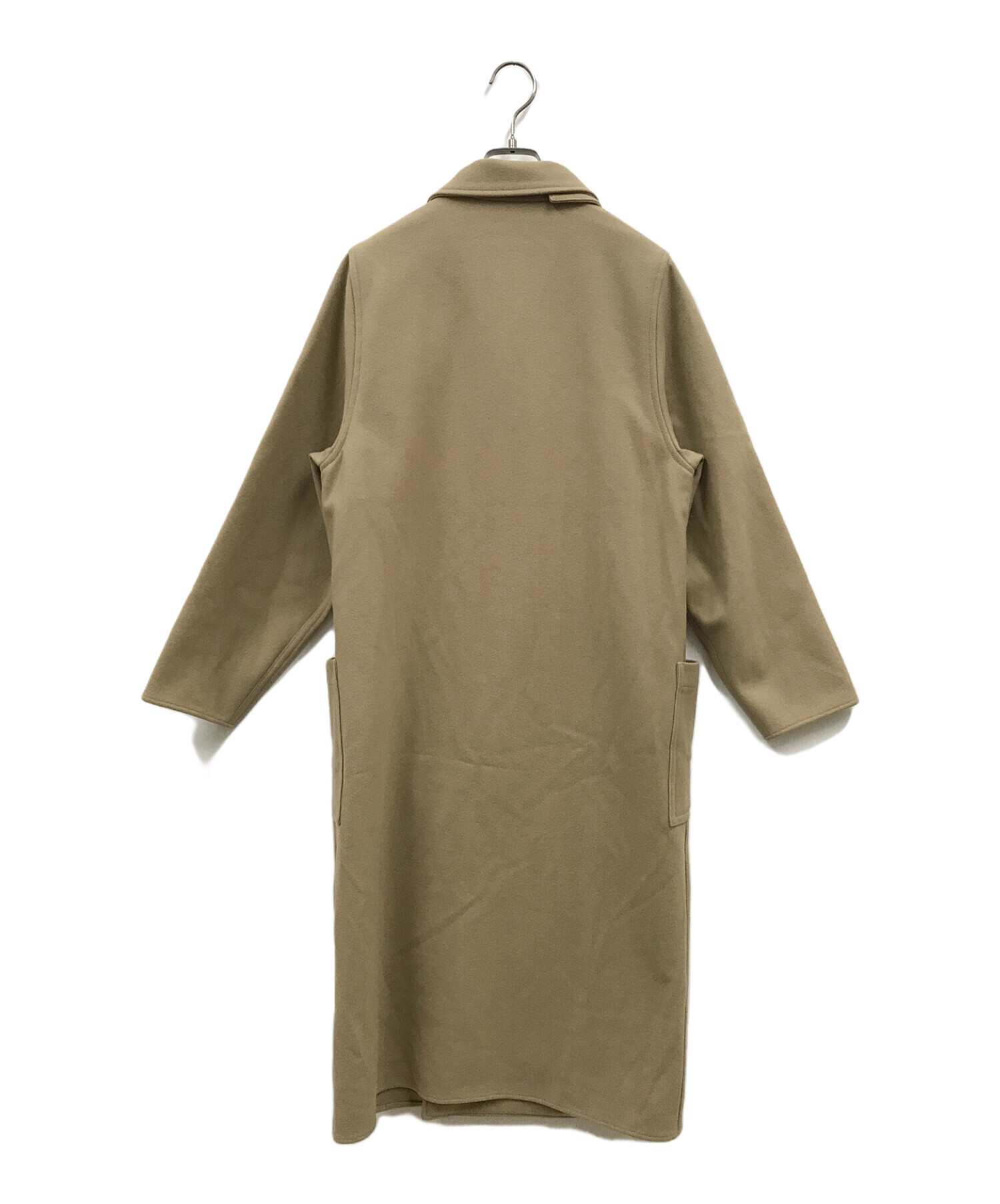 HYKE ベージュ ロングコート 中古・古着通販】HYKE (ハイク) メルトンロングコート ベージュ サイズ