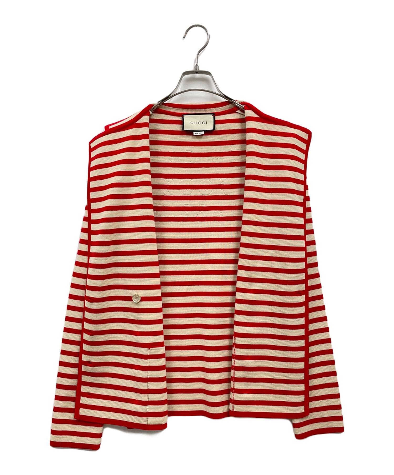 中古・古着通販】GUCCI (グッチ) 金釦ボーダーニットジャケット/572593