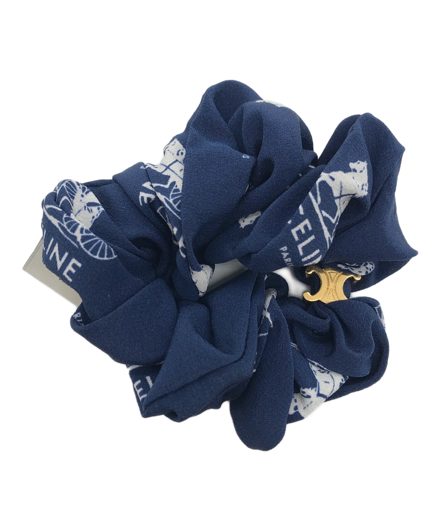 中古・古着通販】CELINE (セリーヌ) ロゴモチーフ シュシュ ネイビー