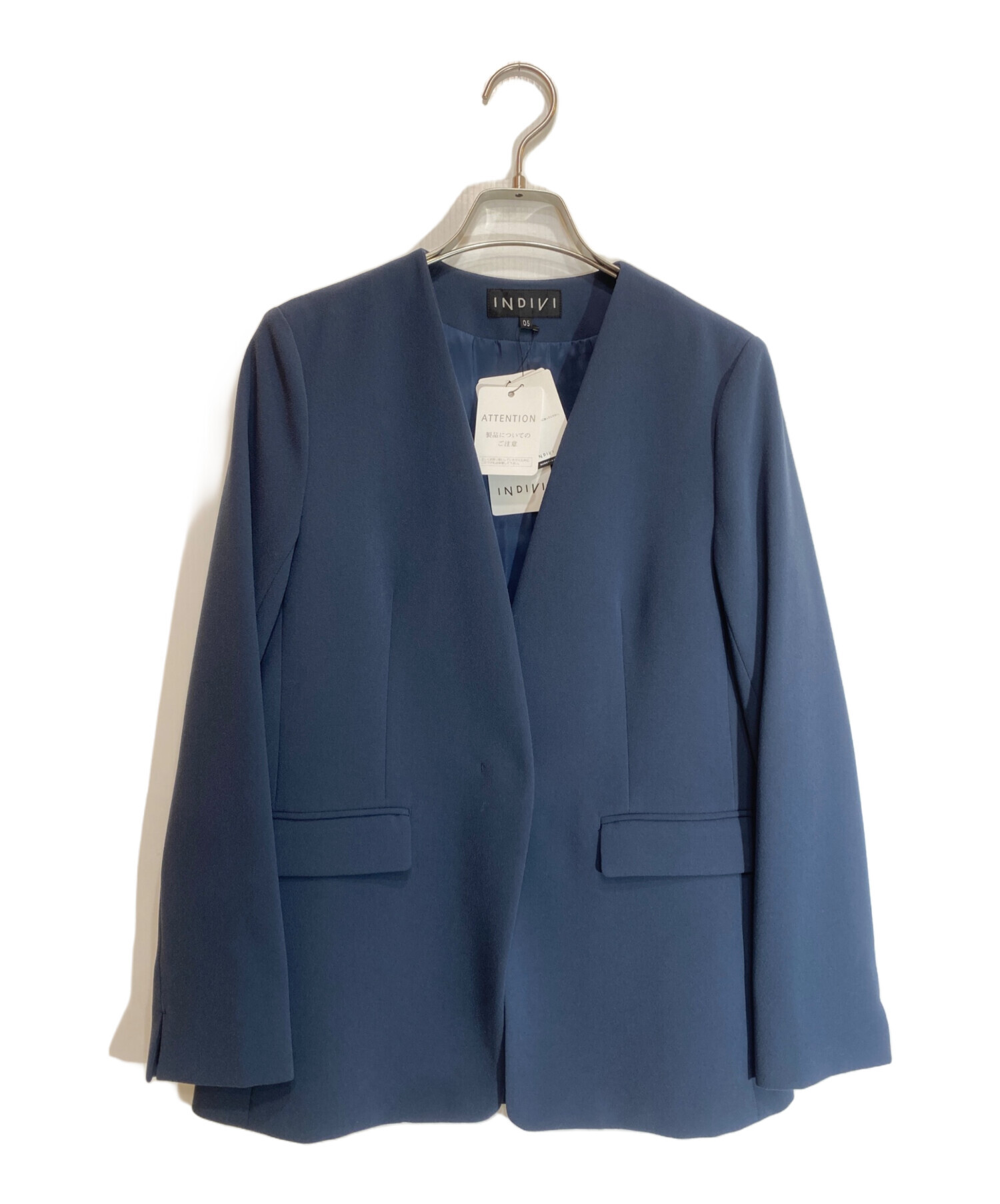 INDIVI インディヴィ ノーカラージャケット レディース 【古着】【中古】 中古・古着通販】INDIVI (インディヴィ) ストレッチノーカラー