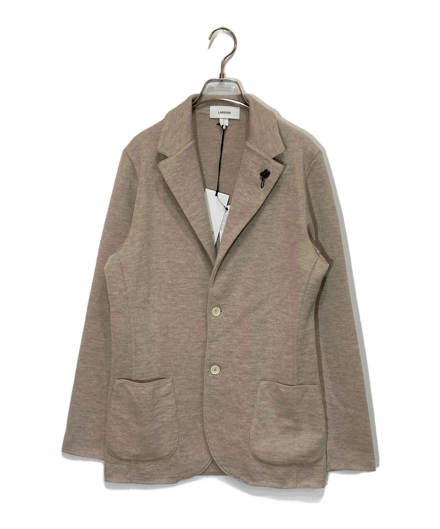 LARDINI ウールミラノリブニットジャケット グレージュ　Sサイズ 中古・古着通販】LARDINI (ラルディーニ) ウールミラノリブニット