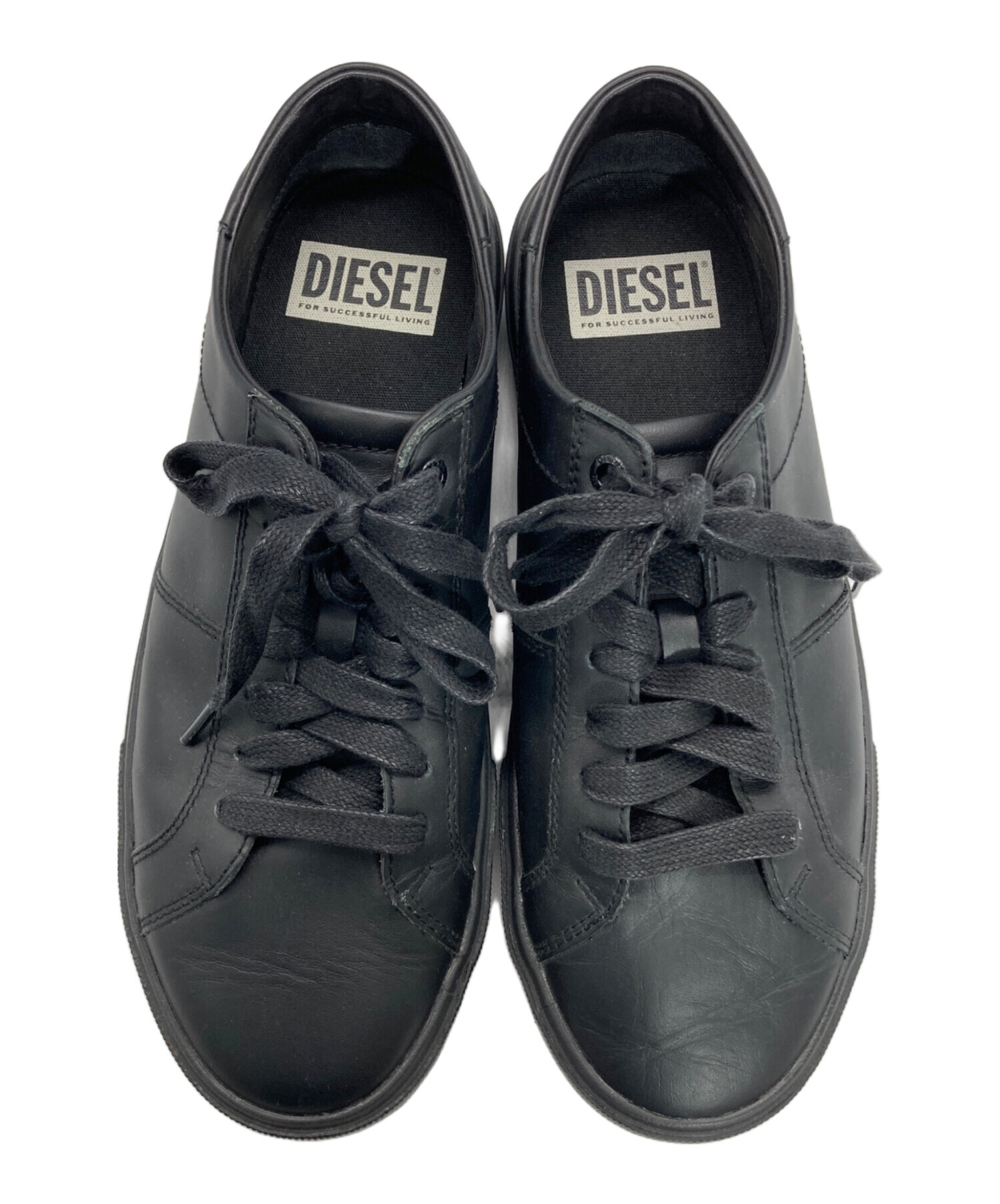 中古・古着通販】DIESEL (ディーゼル) レザースニーカー ブラック 