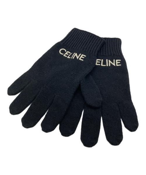 CELINE エンブロイダリー グローブ ブラック23AW 中古・古着通販】CELINE (セリーヌ) ロゴ エンブロイダリー 手袋