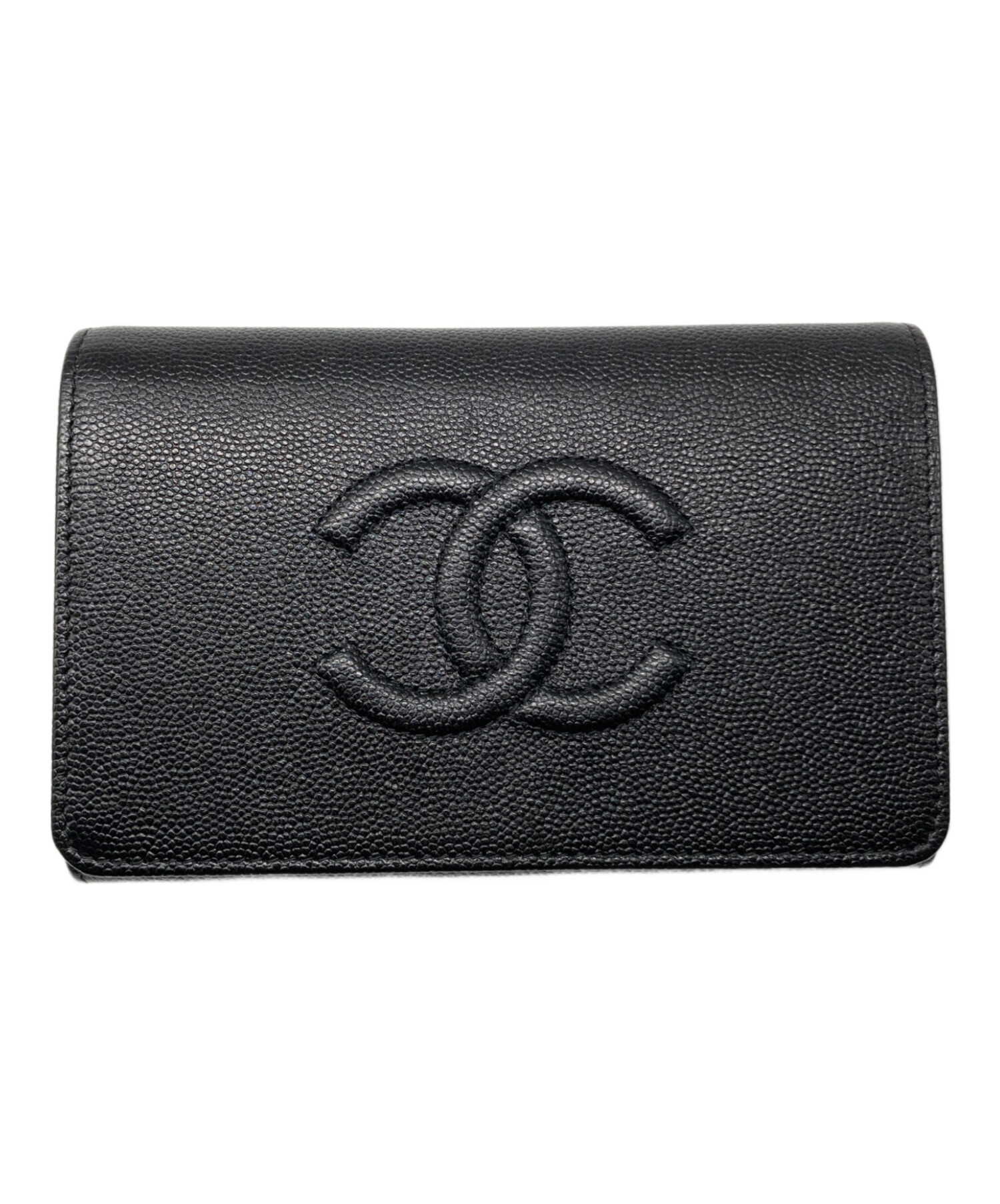 中古・古着通販】CHANEL (シャネル) キャビアスキンココマーク3つ折り 