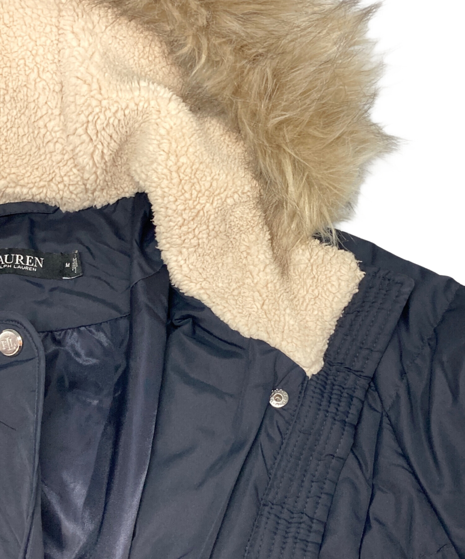 ラルフローレンネイビーロングダウンコートジャケット内柄M RALFHLAUREN 中古・古着通販】LAUREN RALPH LAUREN (ローレンラルフローレン) 裏地