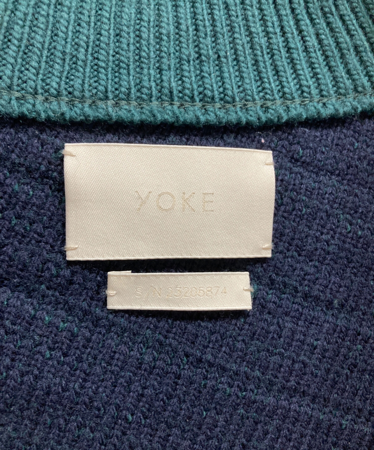 中古・古着通販】YOKE (ヨーク) BIAS BORDER DRIVERS KNIT グリーン 