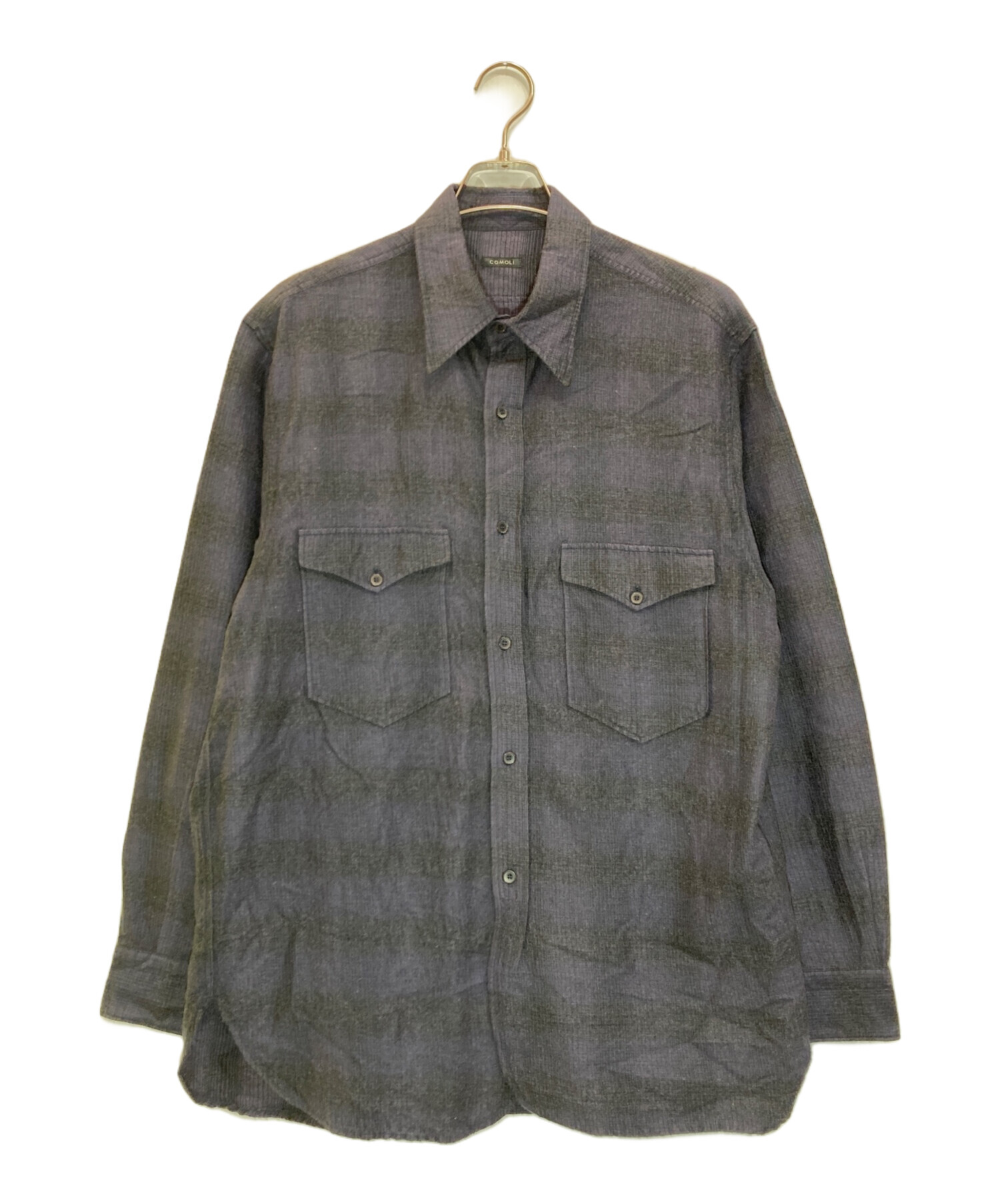 comoli コモリ シルクシャツ ネイビー 3 COMOLI コモリ 22SS ウール