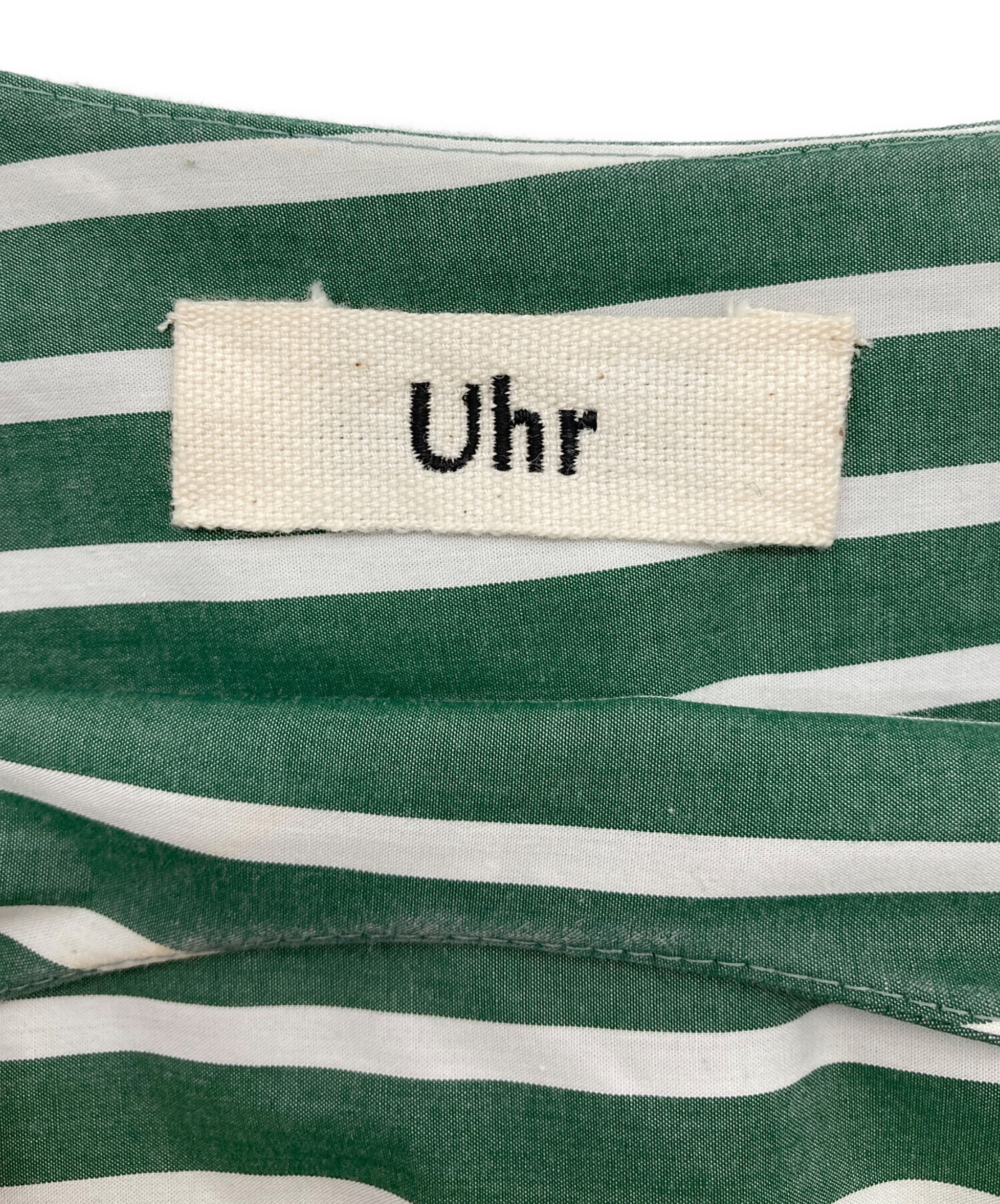 中古・古着通販】Uhr (ウーア) クレイジーストライプドレス グリーン 