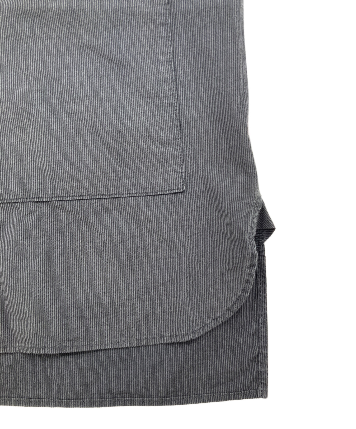 【HUIS.】007z コードレーンバンドカラーロングシャツ【ユニセックス】 HUIS.】007z コードレーンバンドカラーロングシャツ（黒ストライプ