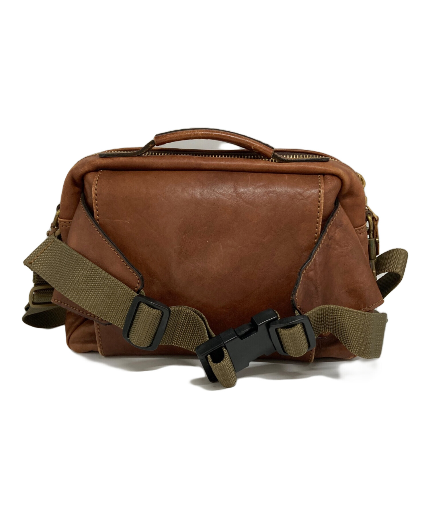 HERZ ヘルツ 2way レザー ショルダーバック ハンドバッグ ブラウン