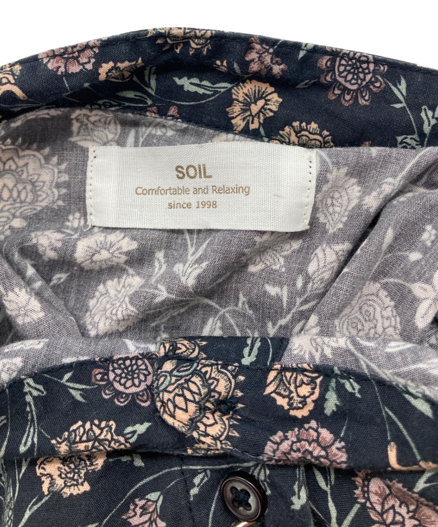 中古・古着通販】SOIL (ソイル) 花柄シャツワンピース ネイビー サイズ