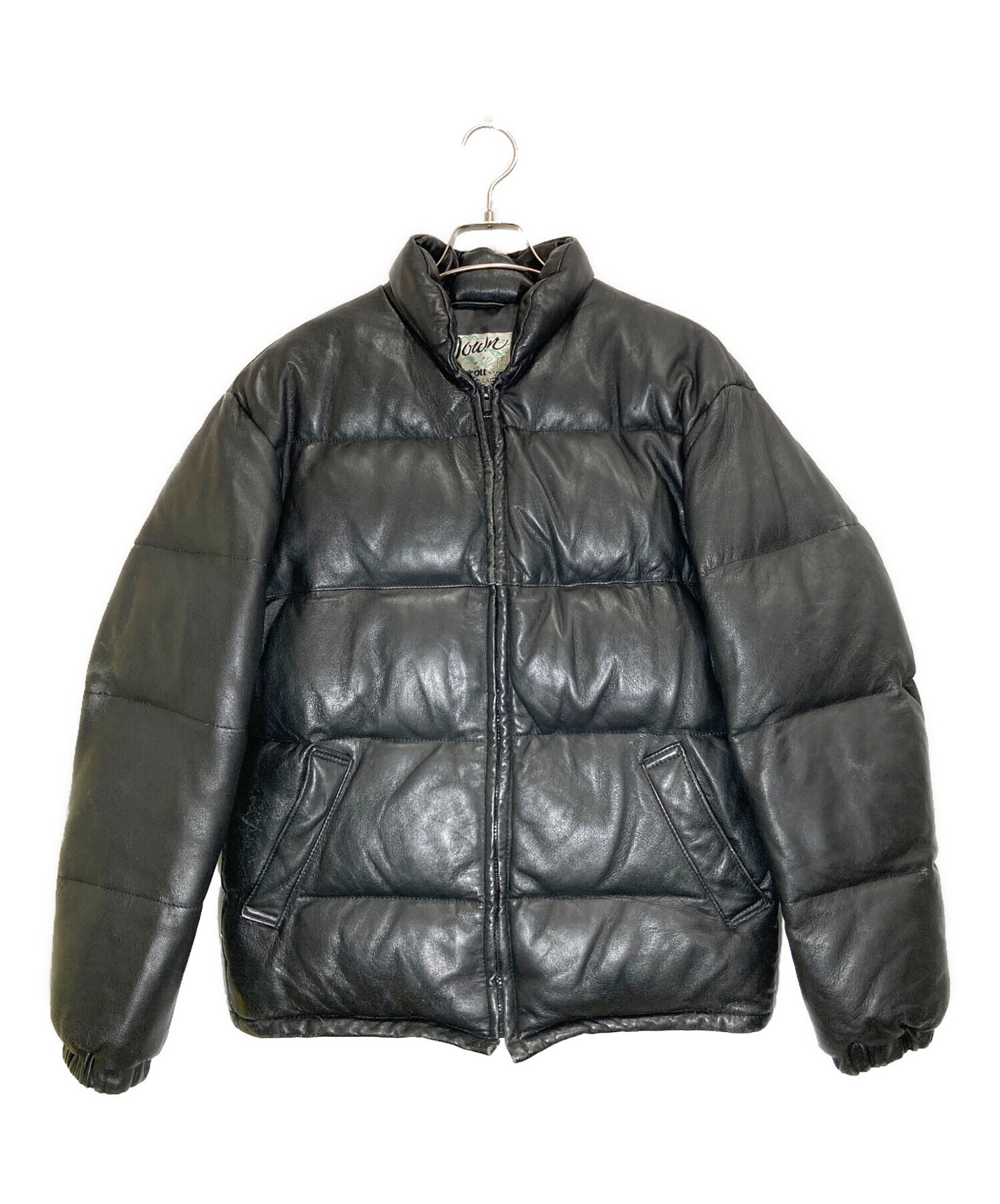 中古・古着通販】Schott (ショット) レザーダウンジャケット ブラック 