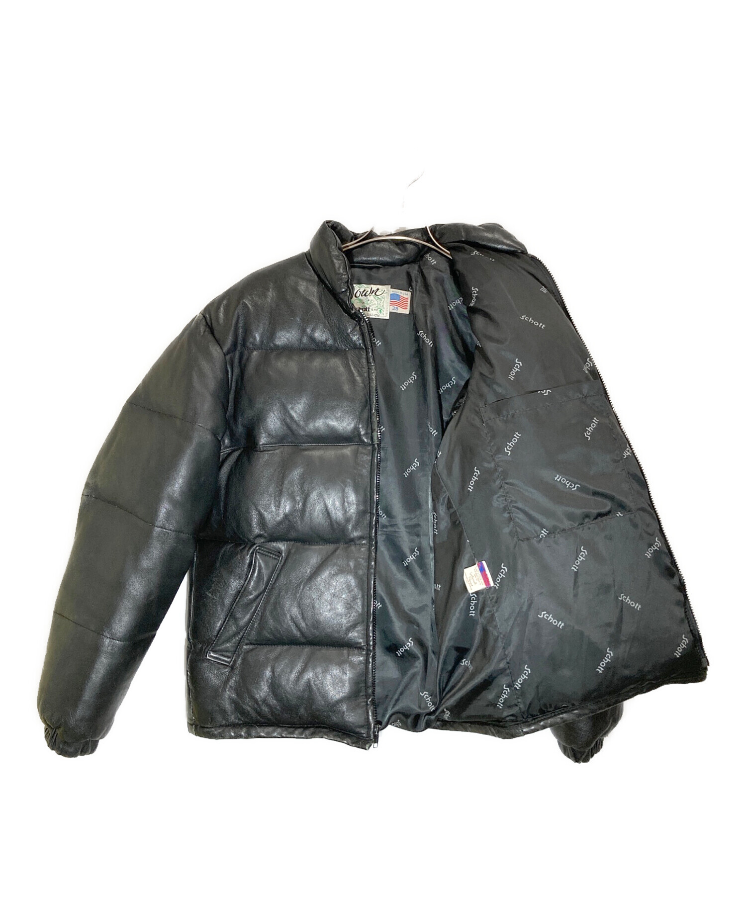 中古・古着通販】Schott (ショット) レザーダウンジャケット ブラック 