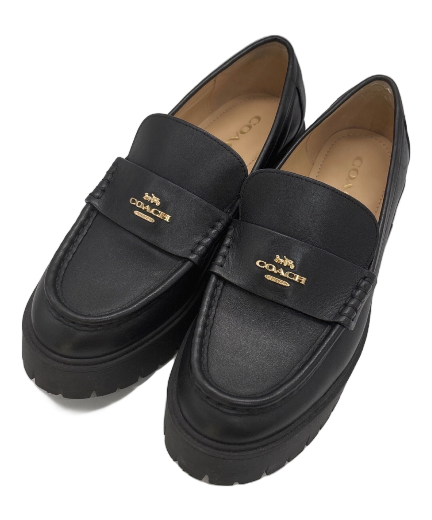 中古・古着通販】COACH (コーチ) ルーシー ローファー ブラック 中古・古着通販】COACH (コーチ) ルーシー ローファー ブラック