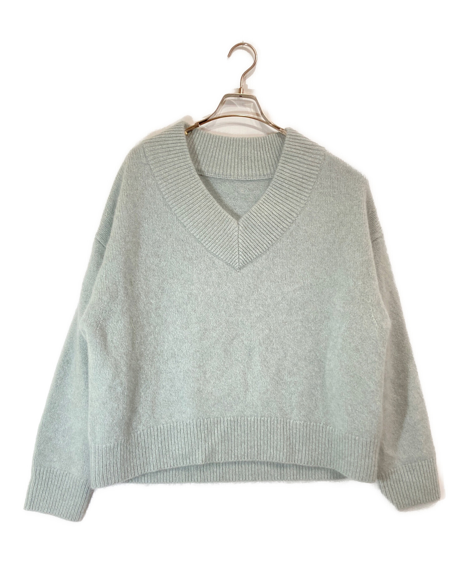 NOBLE ノーブル YAK/ヤク ワイドVネックニット ブルー 新品 2024 noble