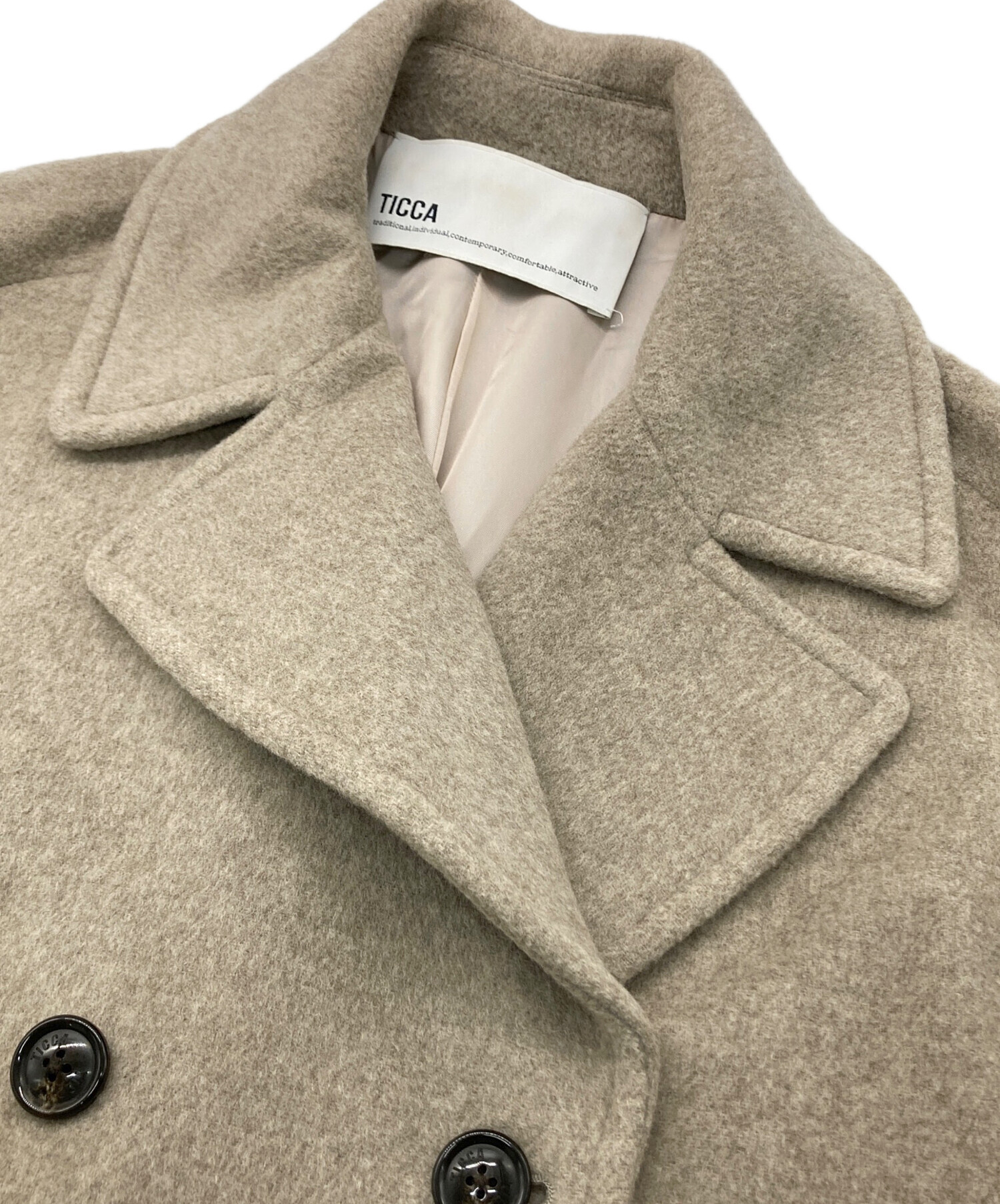 中古・古着通販】ticca (ティッカ) ショートPコート ベージュ サイズ