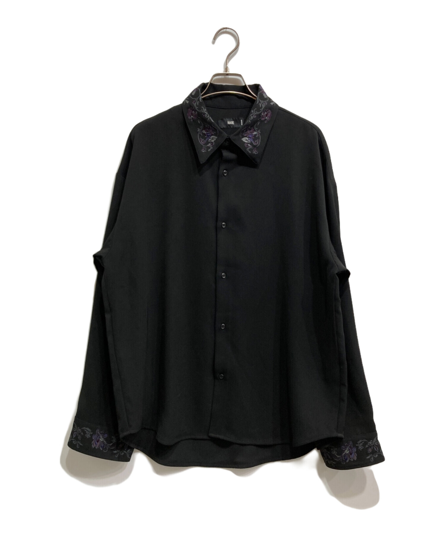中古・古着通販】HARE (ハレ) トロミシシュウシャツ ブラック サイズ:M