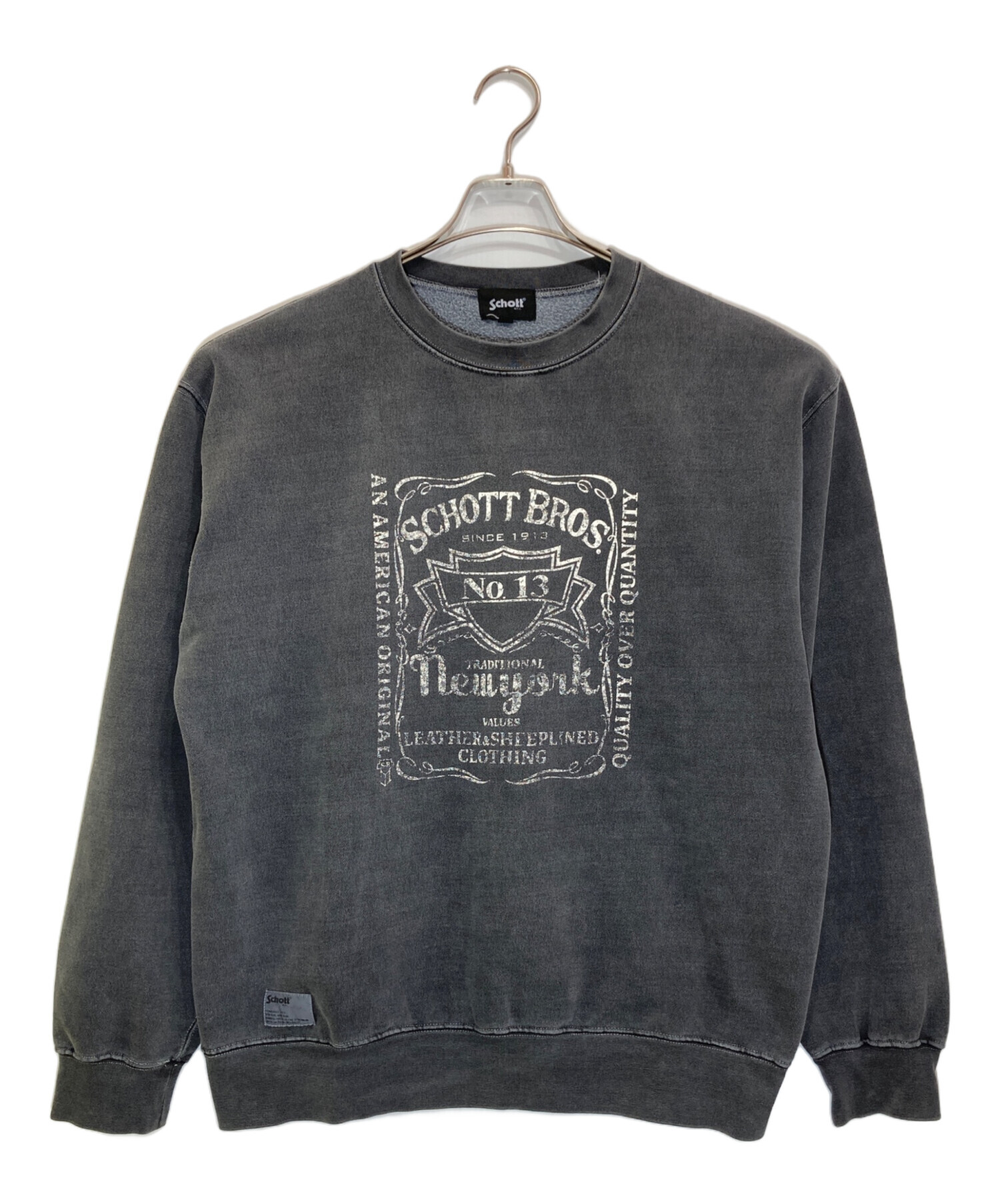 中古・古着通販】Schott (ショット) SQUARE LOGO CREW SWEAT グレー 