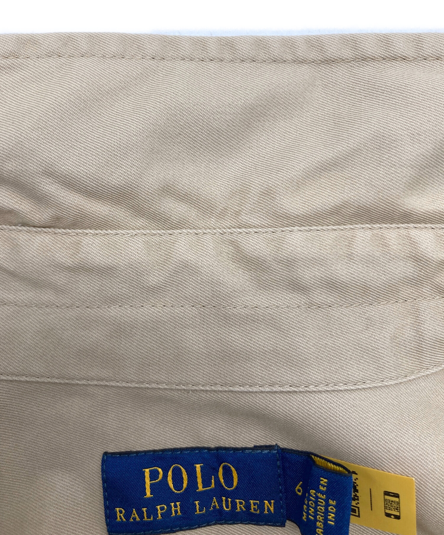 新品　LAUREN RALPH LAUREN ベージュシャツワンピース タグ付き ラルフローレン RALPH LAUREN ☆ベージュコットン系素材フロントリボン