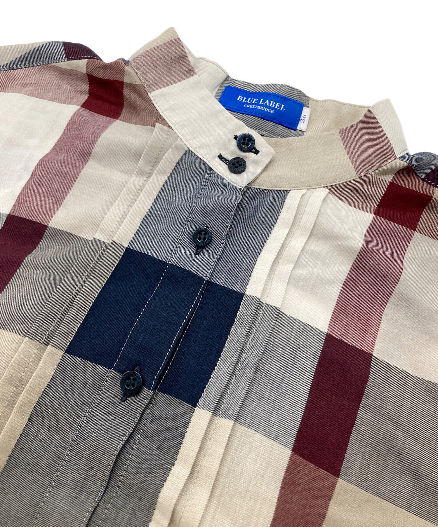 ブルーレーベルクレストブリッジ バンドカラー 長袖 ロング シャツワンピース36 中古・古着通販】BLUE LABEL CRESTBRIDGE (ブルーレーベルクレスト