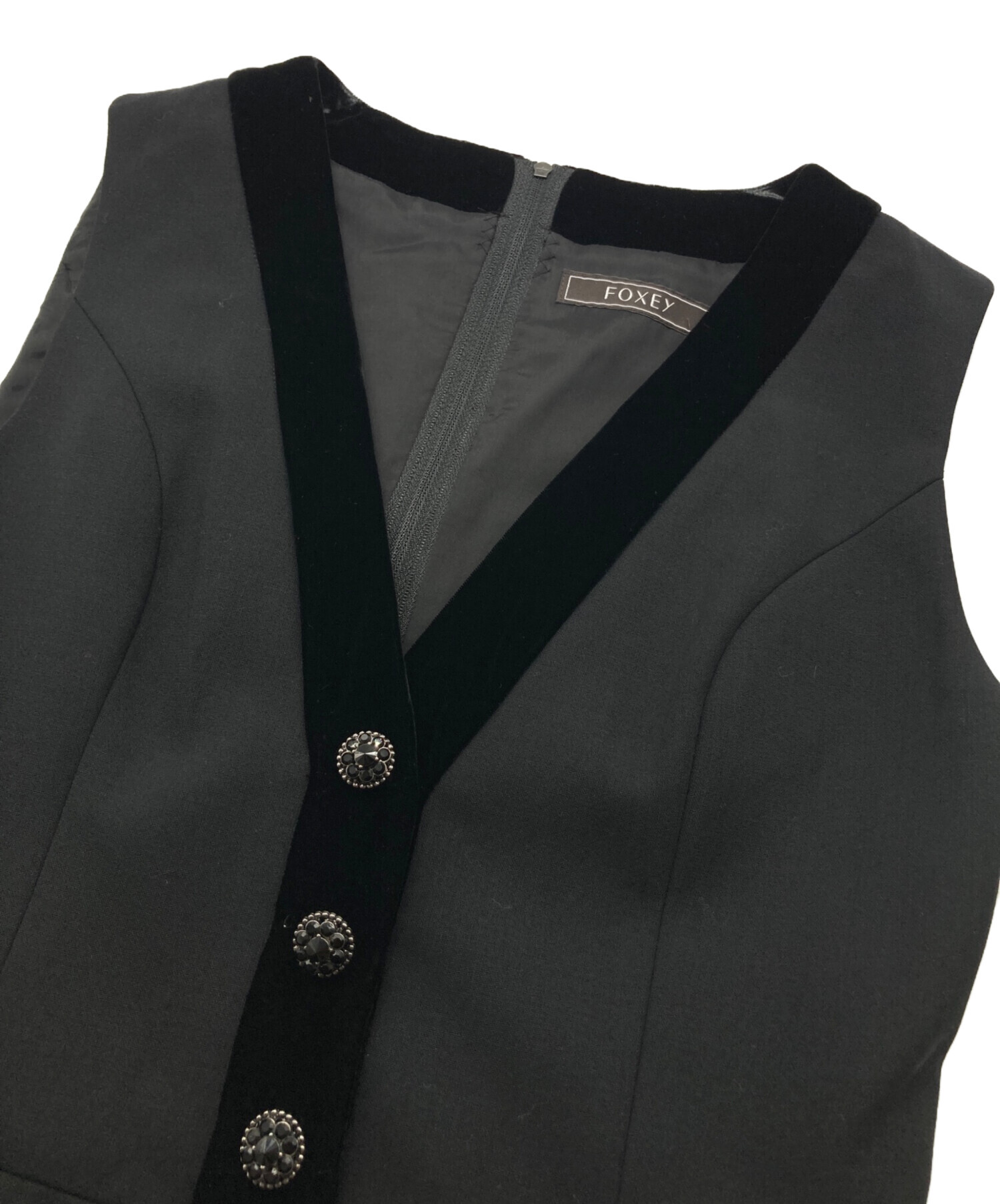 中古・古着通販】FOXEY (フォクシー) ベロアコンビドレスワンピース