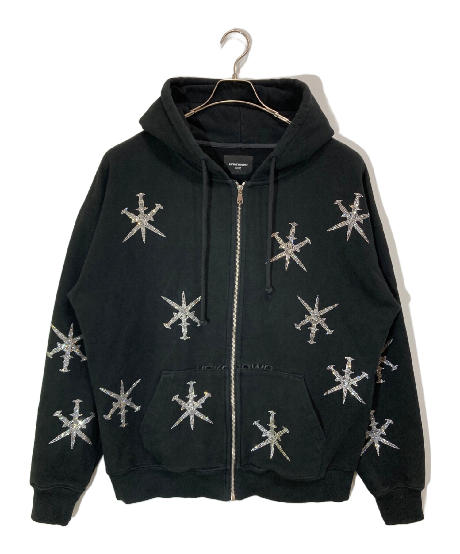 中古・古着通販】Unknown (アンノウン) ラインストーンジップパーカー