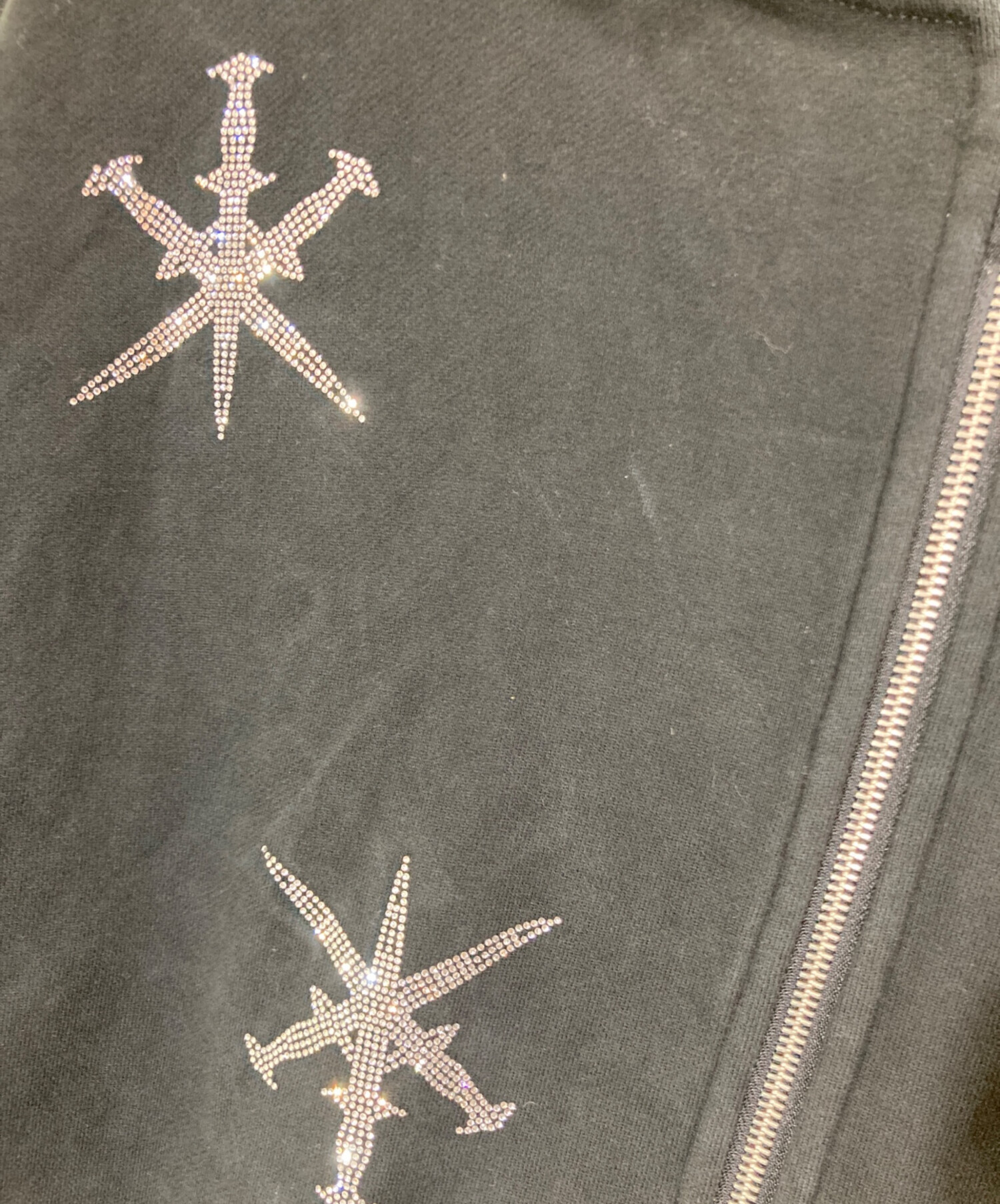 中古・古着通販】Unknown (アンノウン) ラインストーンジップパーカー