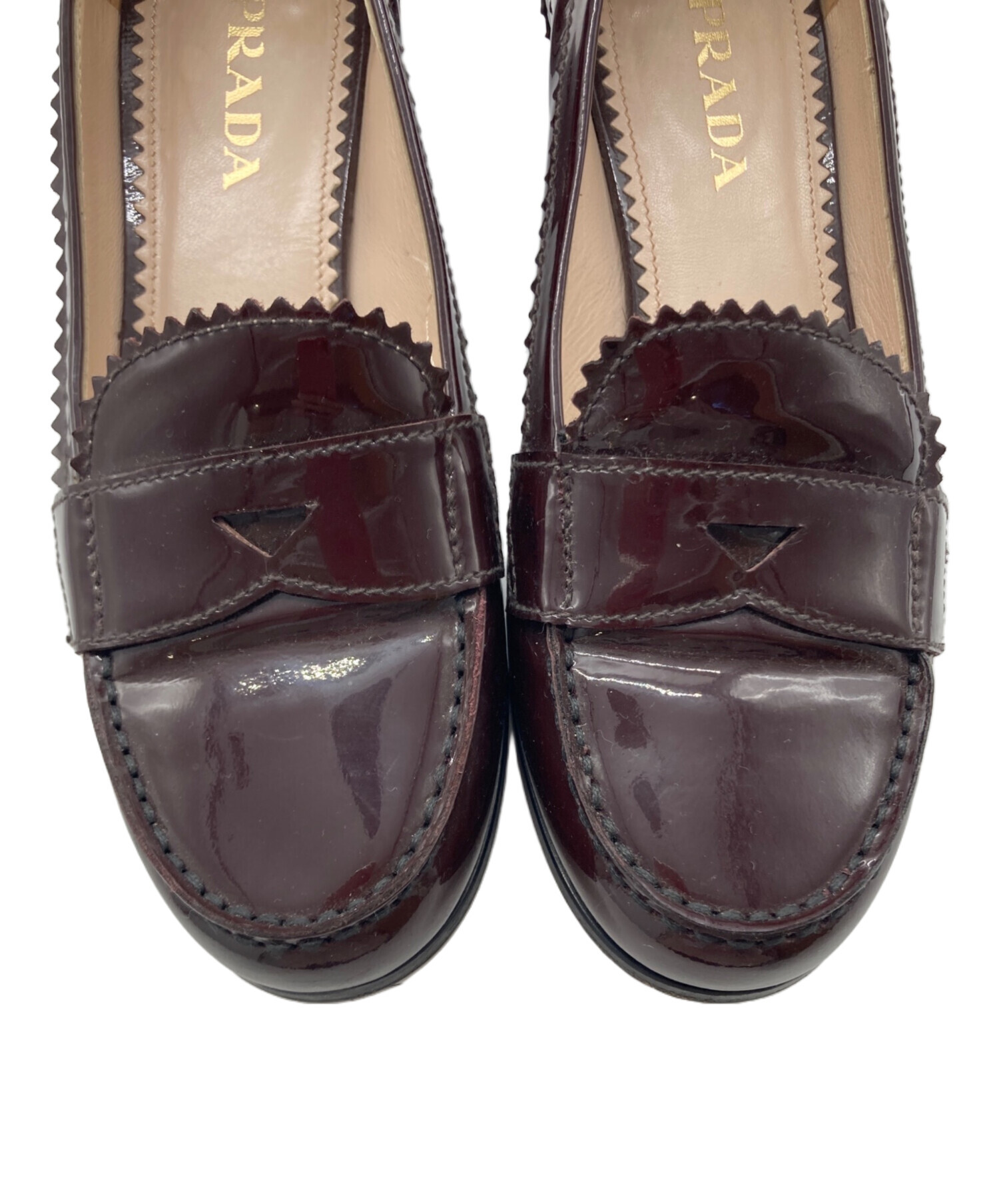 中古・古着通販】PRADA (プラダ) パテントコインローファー ブラウン 