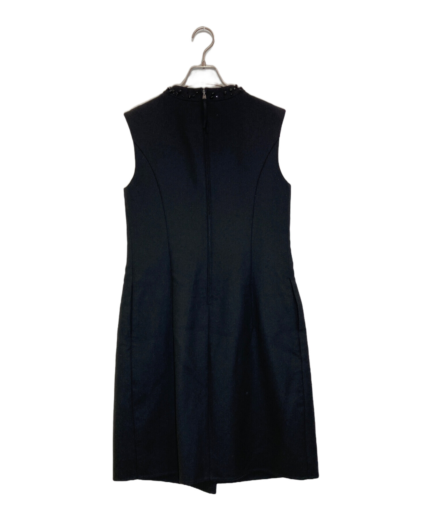美品✨FOXEY フォクシー ウール マキシワンピース 黒 ノースリーブ 中古・古着通販】FOXEY (フォクシー) ビジューカラーウールワンピース