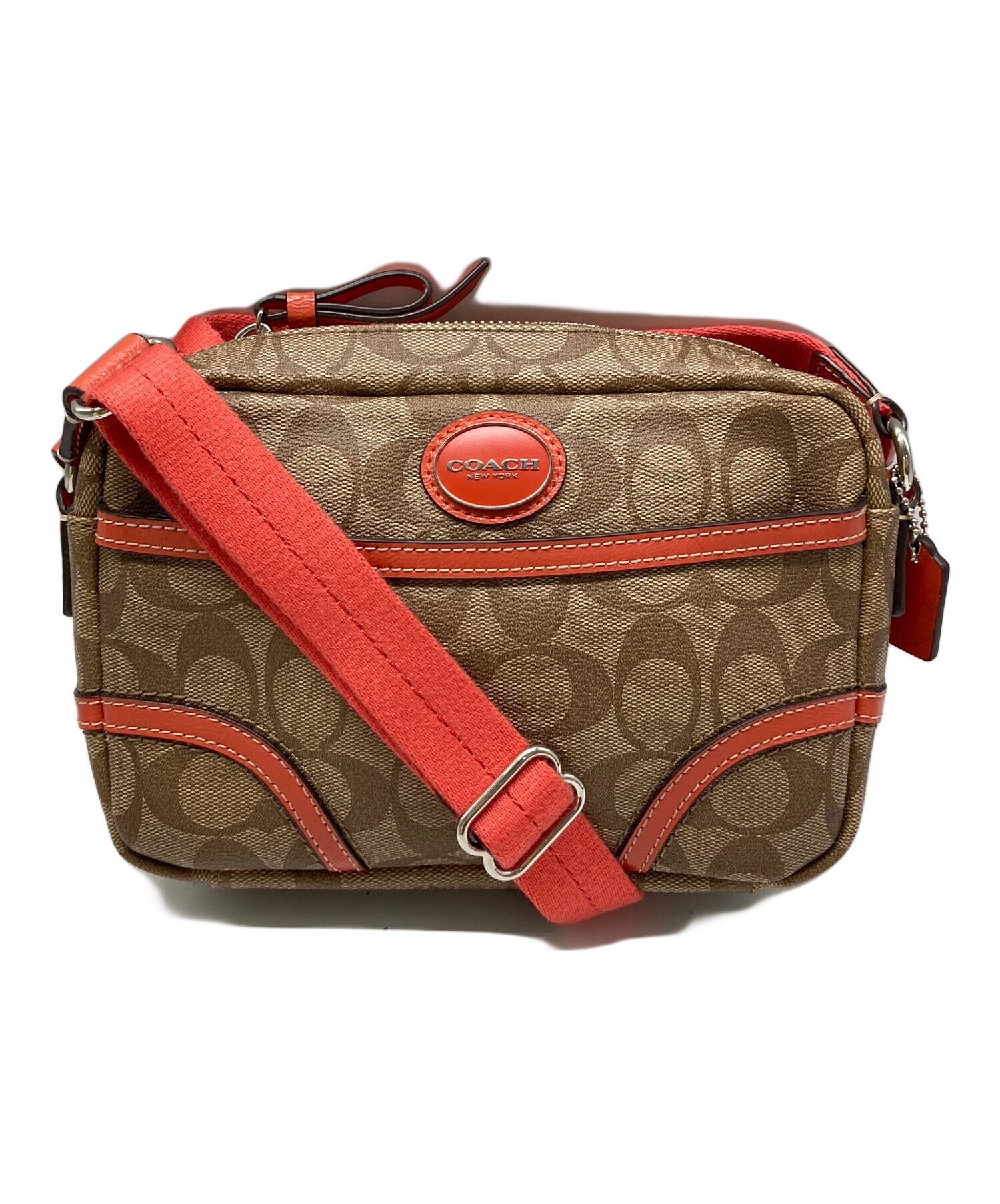 中古・古着通販】COACH (コーチ) ショルダーバッグ ブラウン×オレンジ 