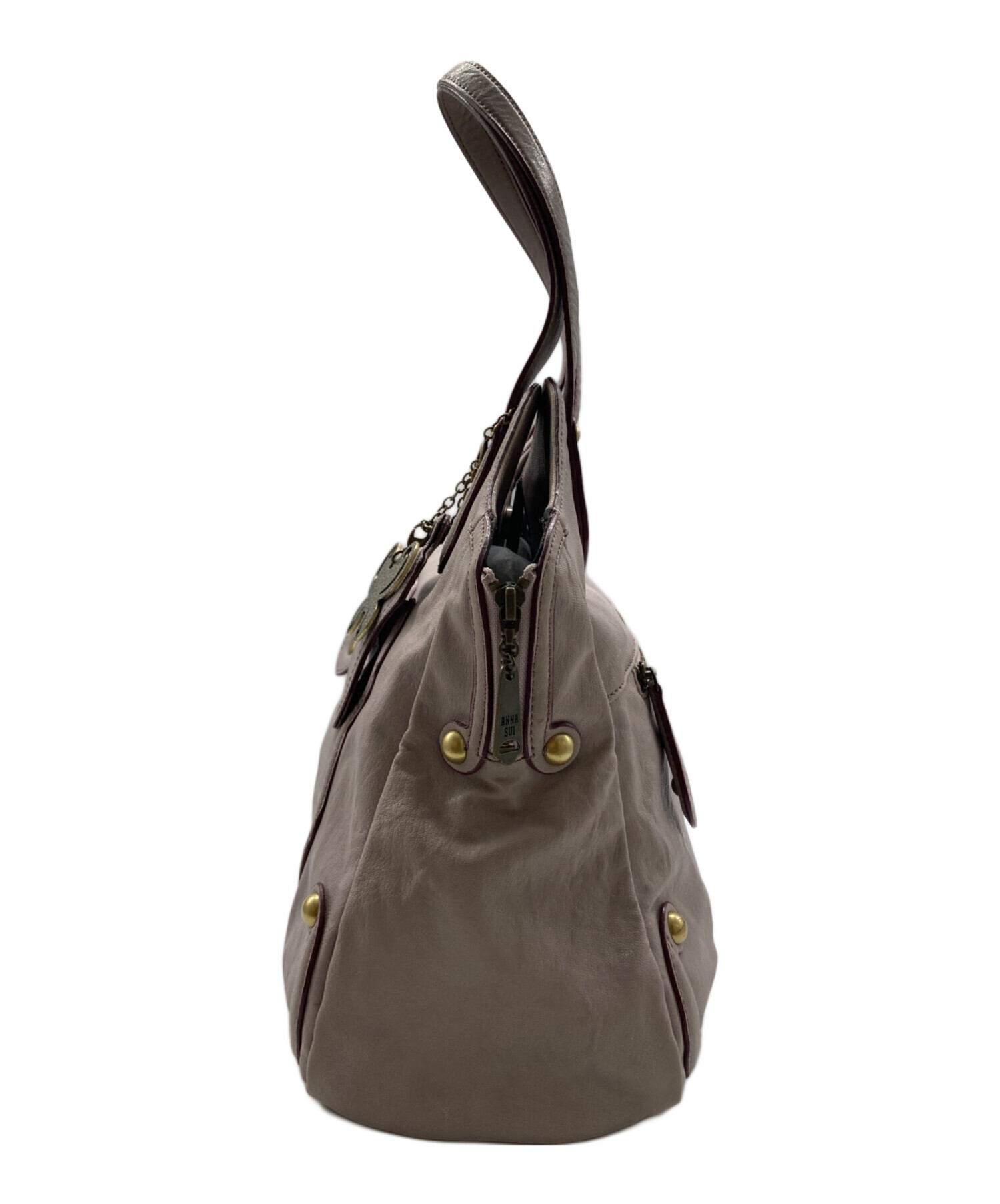 ANNA SUI レザーバッグ 中古・古着通販】ANNA SUI (アナスイ) レザーハンドバッグ ブラウン