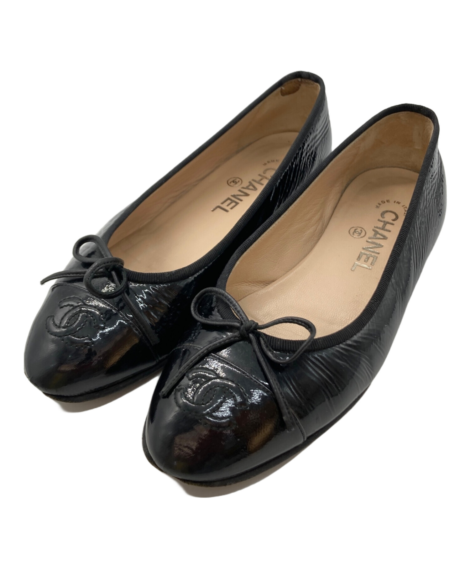 中古・古着通販】CHANEL (シャネル) パテントココマークバレエシューズ 