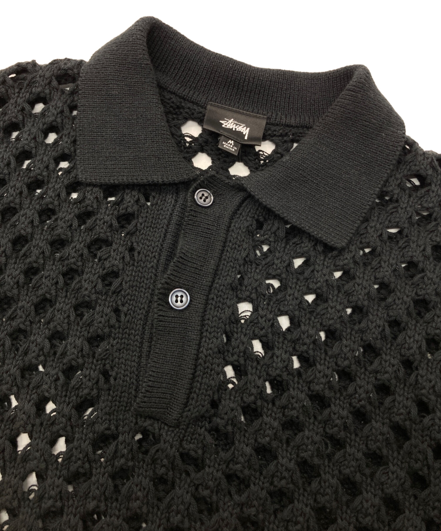 中古・古着通販】stussy (ステューシー) BIG MESH POLO SWEATER 