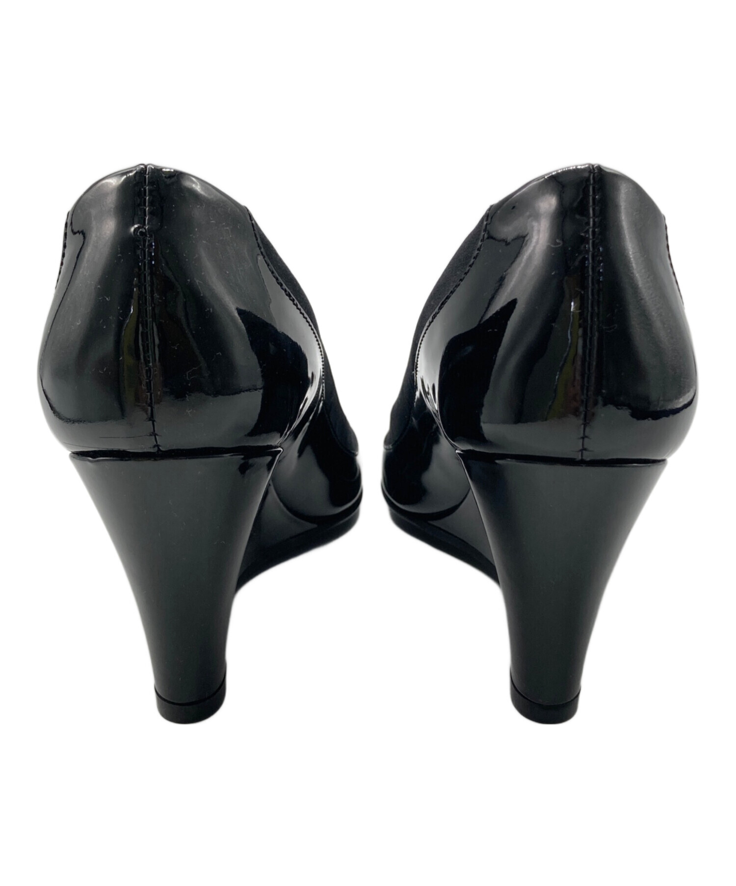 Salvatore Ferragamo ブラックウェッジソールパンプス341/2 Salvatore
