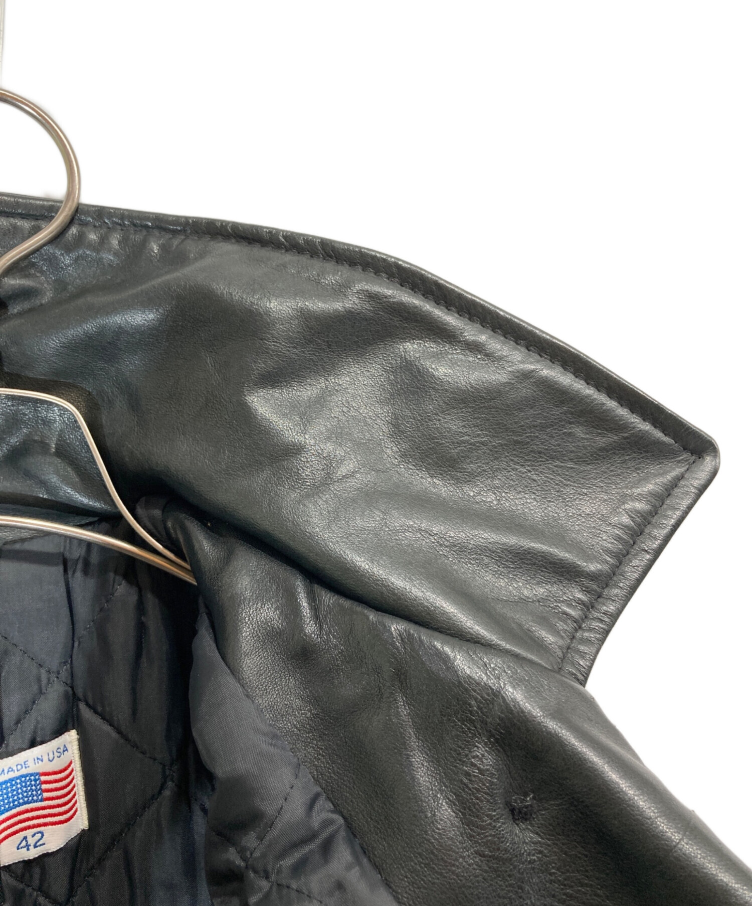 中古・古着通販】Schott (ショット) レザーコート ブラック サイズ:42