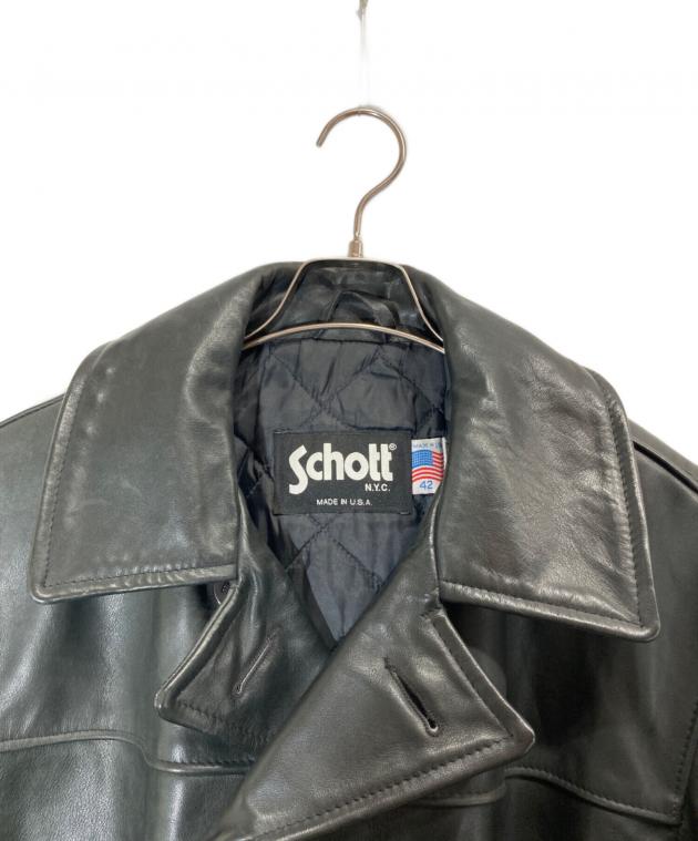 中古・古着通販】Schott (ショット) レザーコート ブラック サイズ:42