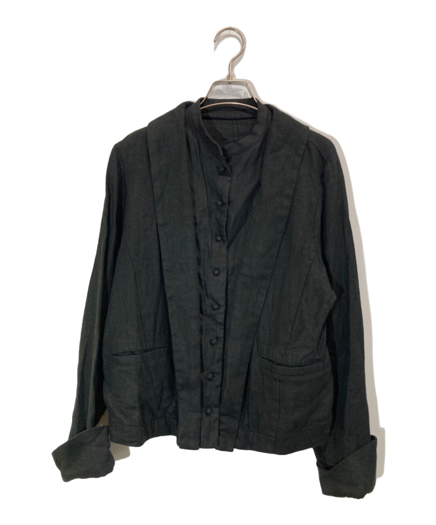 nest Robe ブラックリネンジャケット 中古・古着通販】nest Robe (ネストローブ) ダブルカラーリネン