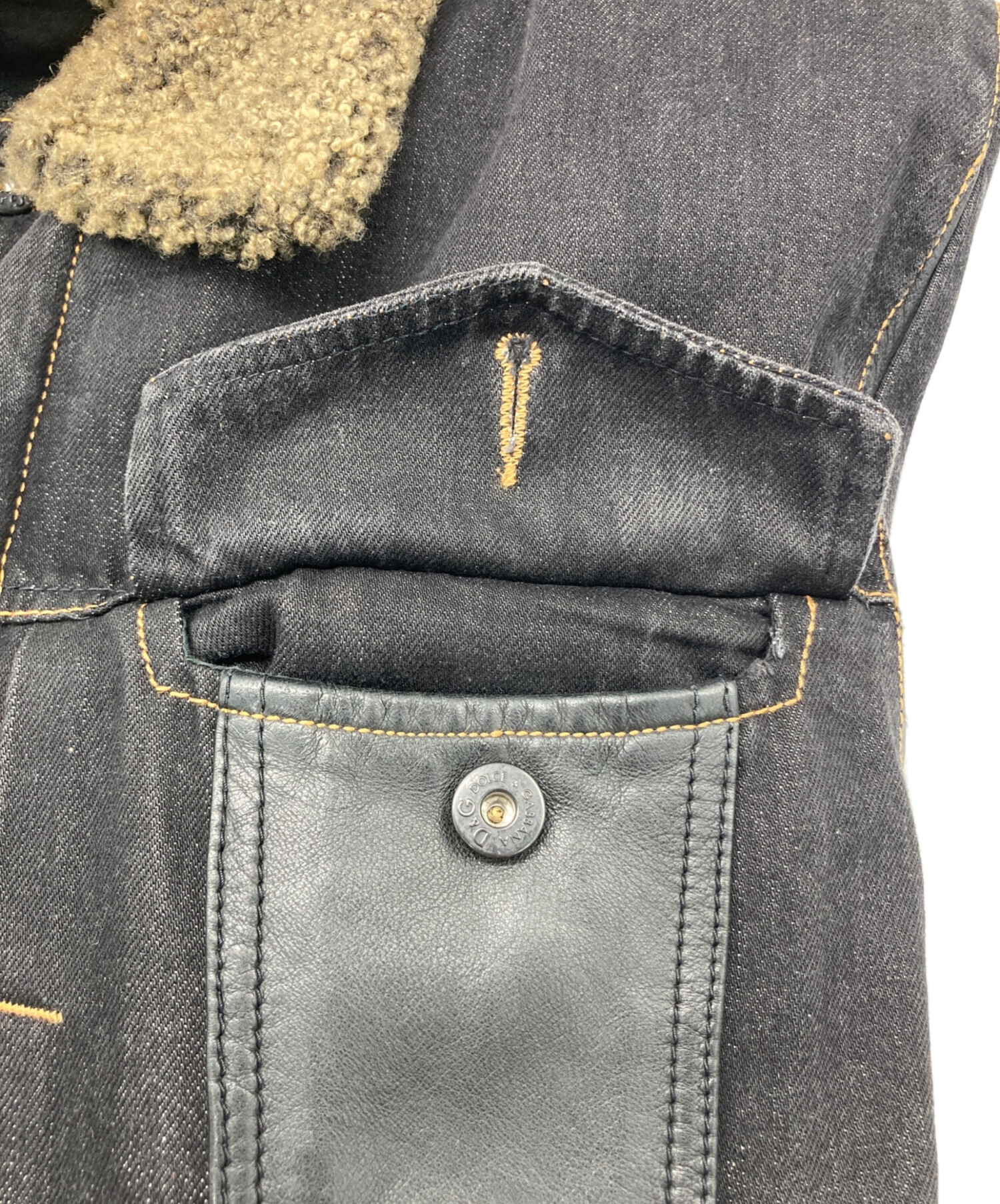 中古・古着通販】D&G (ディーアンドジー) レザー切替ボアデニム 