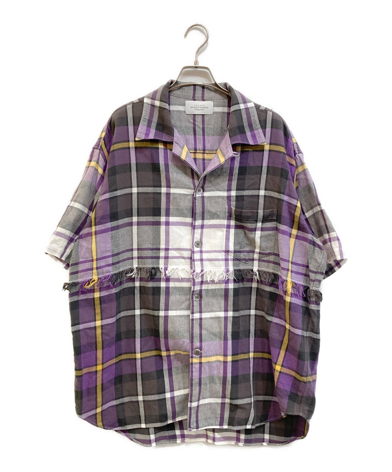 中古・古着通販】UNUSED (アンユーズド) Fringe Short Sleeve Check