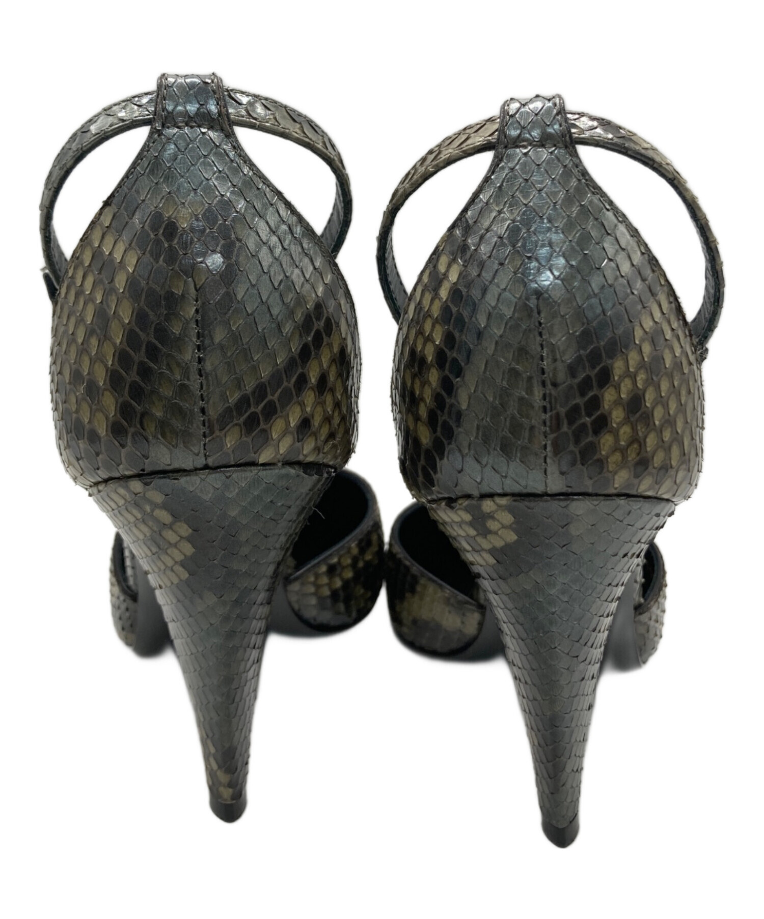 中古・古着通販】CELINE (セリーヌ) パイソンヒールパンプス カーキ