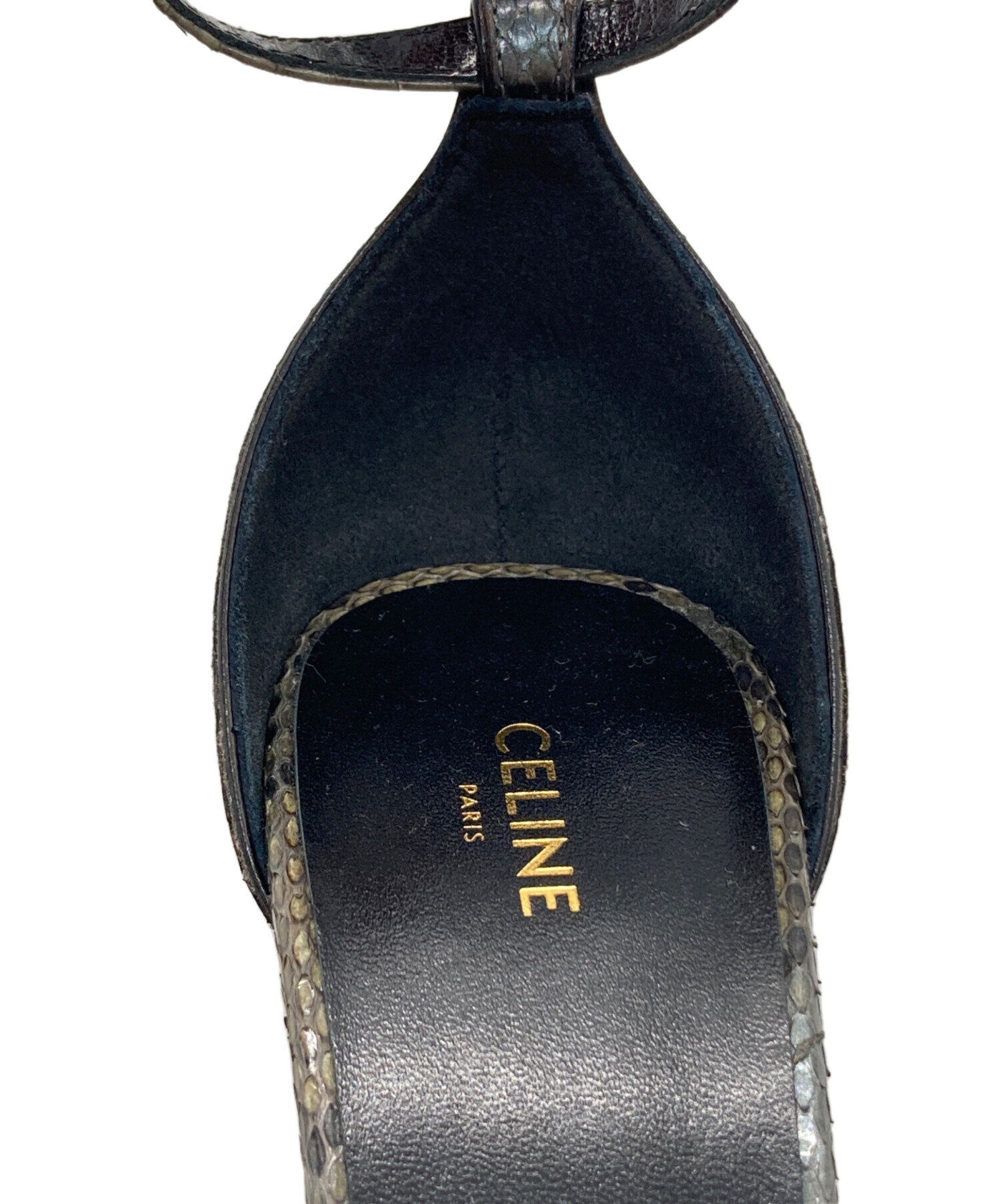 中古・古着通販】CELINE (セリーヌ) パイソンヒールパンプス カーキ