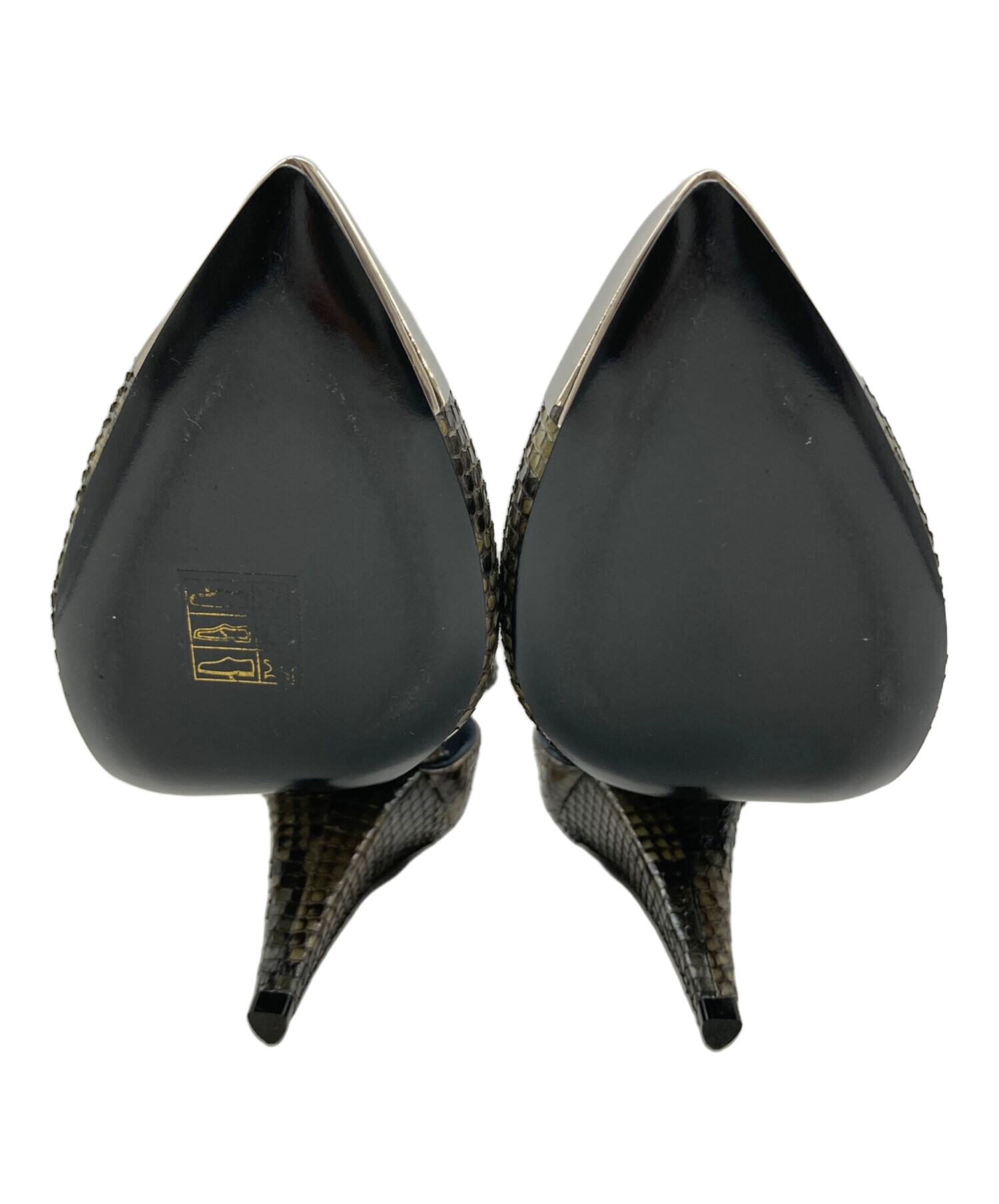 中古・古着通販】CELINE (セリーヌ) パイソンヒールパンプス カーキ