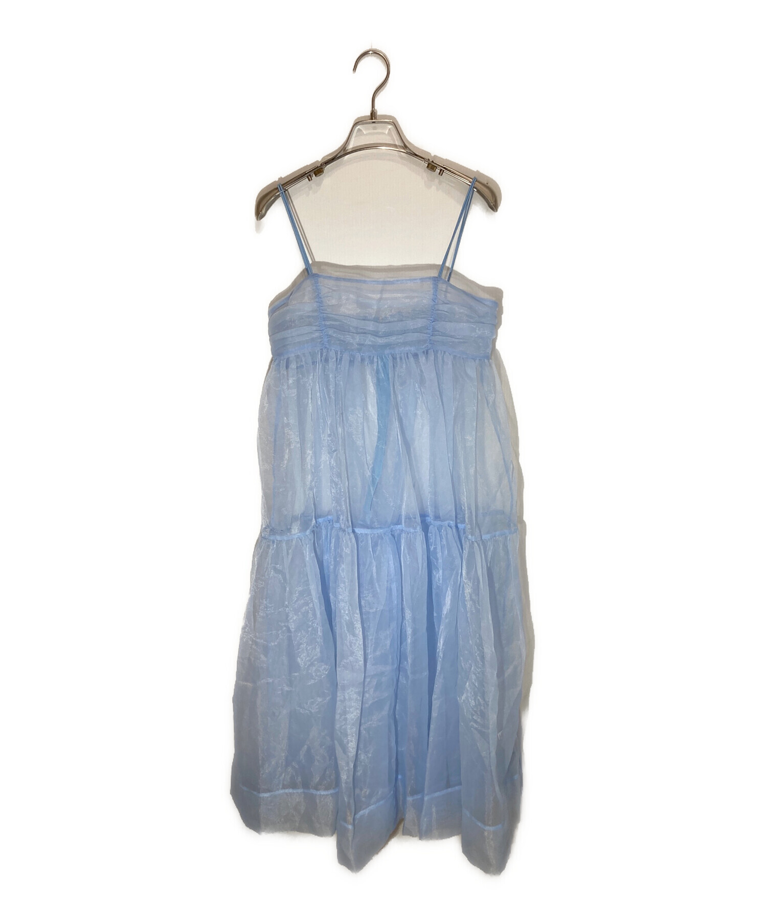 Poppy キャミソールドレス 中古・古着通販】POPPY (ポピー) Organdy tiered cami dress ブルー