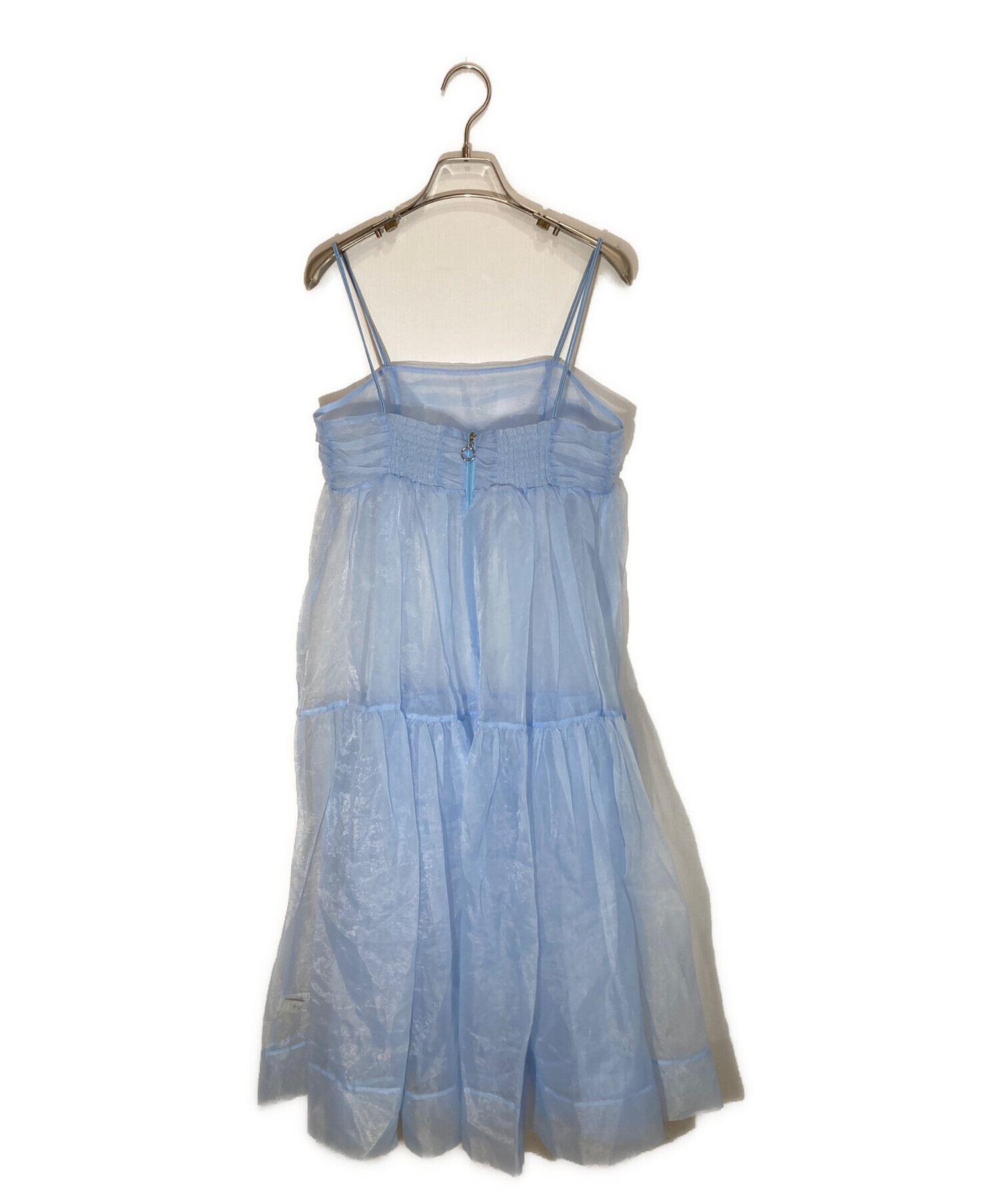 中古・古着通販】POPPY (ポピー) Organdy tiered cami dress ブルー 中古・古着通販】POPPY (ポピー) Organdy tiered cami dress ブルー