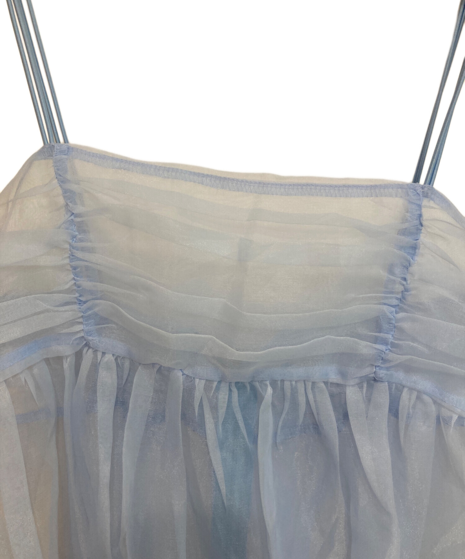 中古・古着通販】POPPY (ポピー) Organdy tiered cami dress ブルー