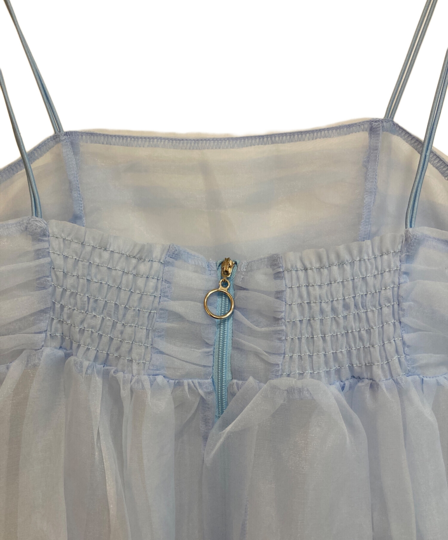 中古・古着通販】POPPY (ポピー) Organdy tiered cami dress ブルー