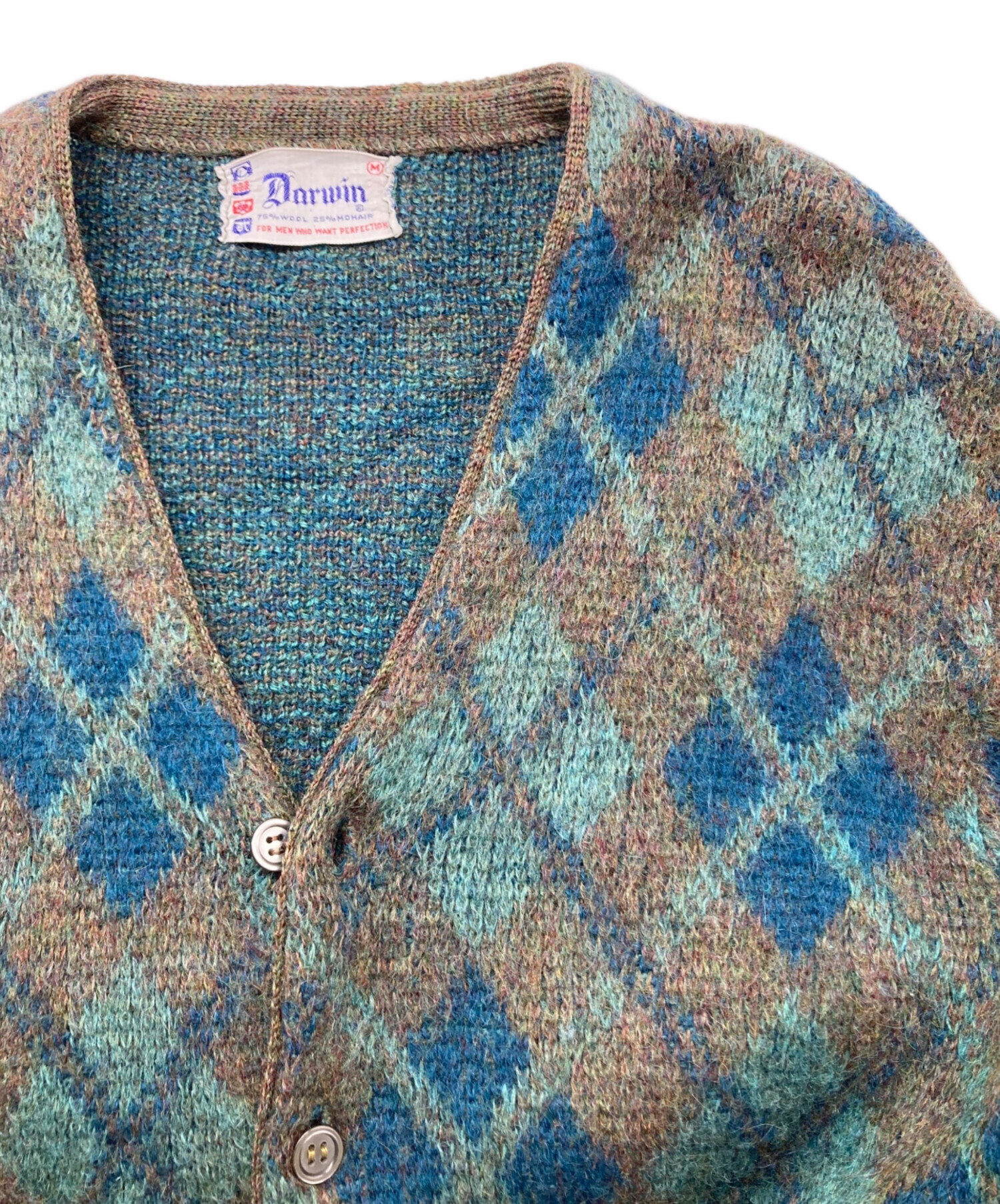 【美品】ARAMIS 90s モヘアミックス チェック ウール カーディガン 中古・古着通販】Darwin (ダーウィン) モヘア混チェックカーディガン