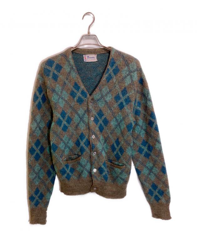 チェック柄 ウール混紡カーディガン 中古・古着通販】Darwin (ダーウィン) モヘア混チェックカーディガン