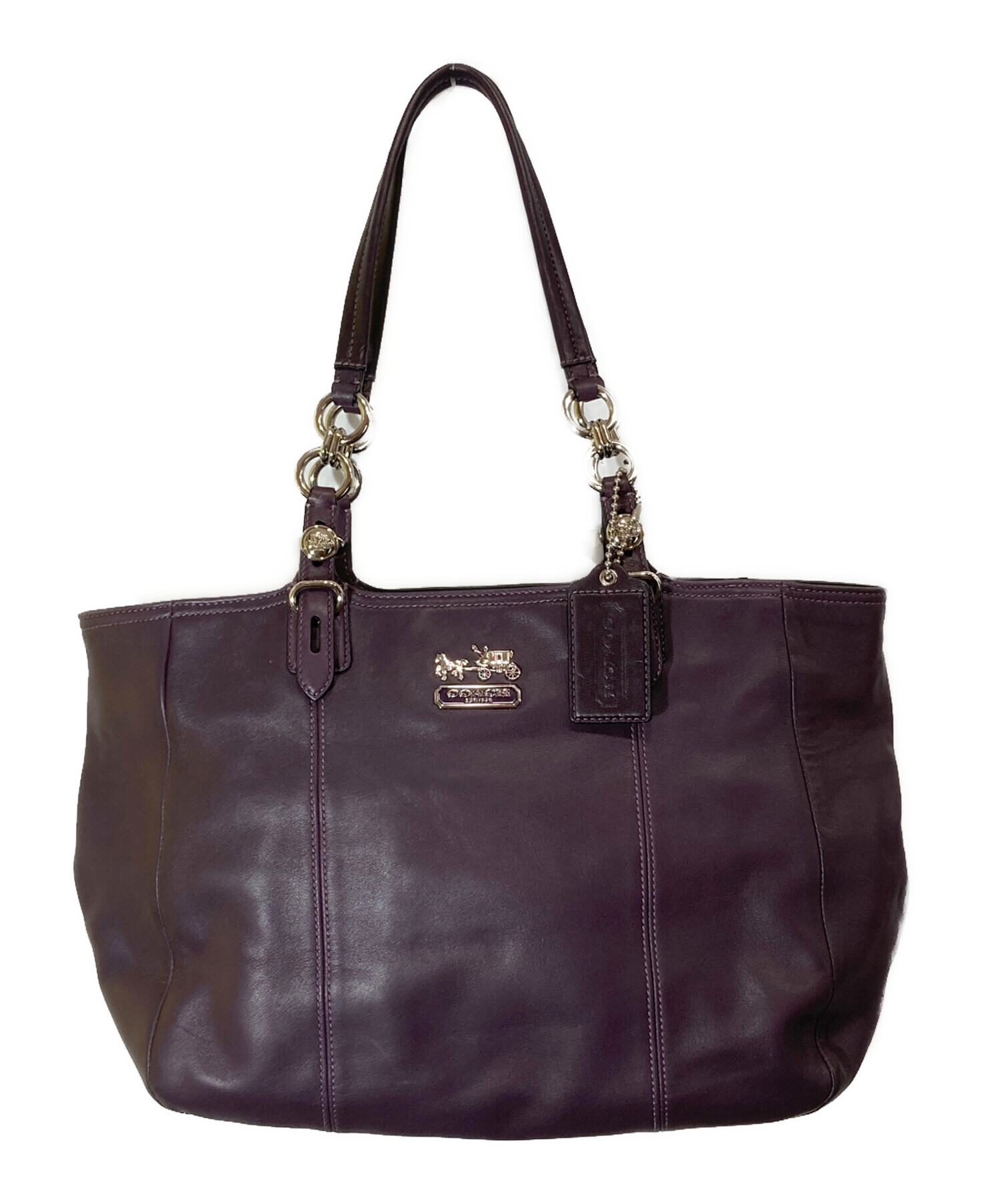 中古・古着通販】COACH (コーチ) レザートートバッグ パープル 