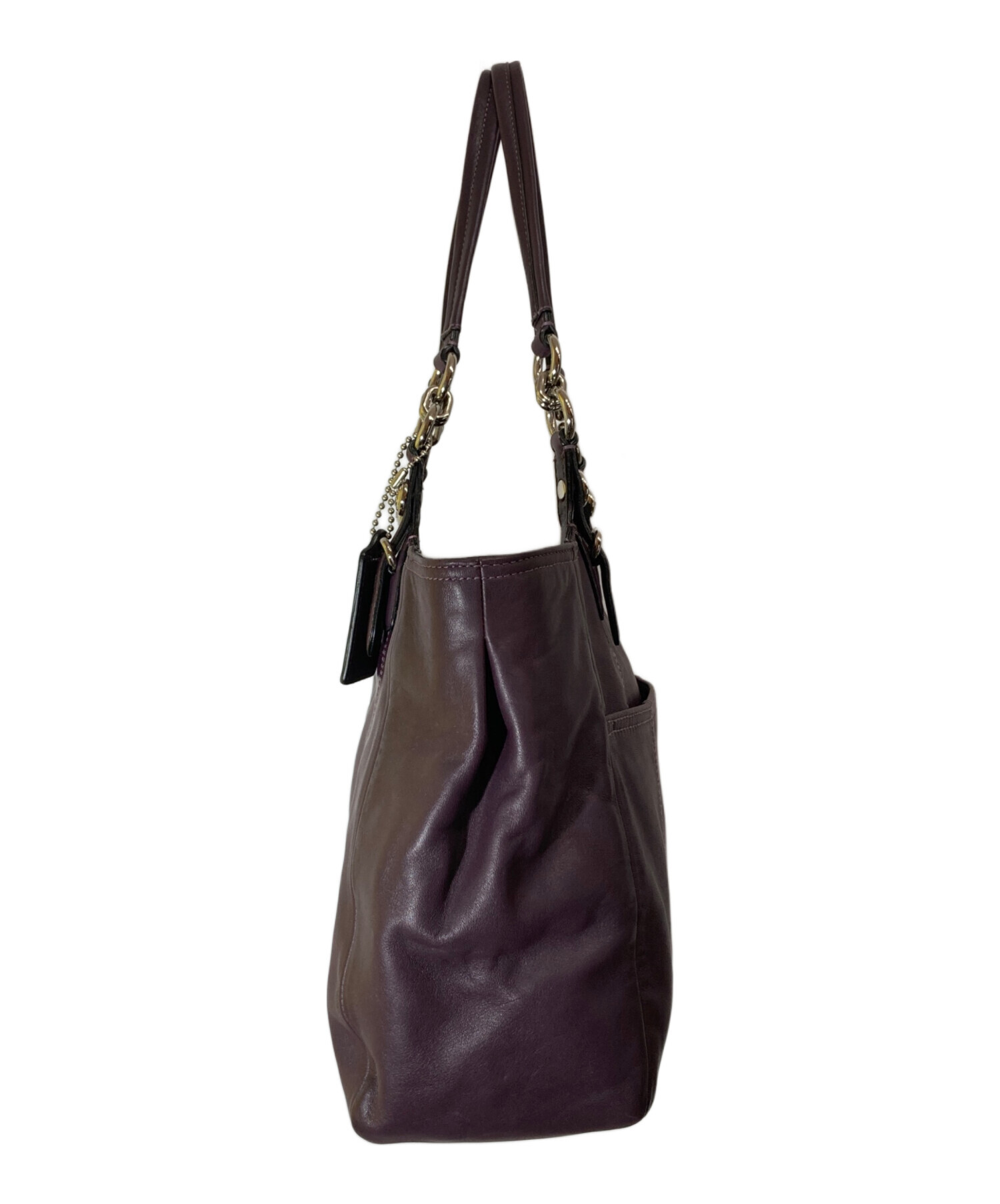 中古・古着通販】COACH (コーチ) レザートートバッグ パープル 